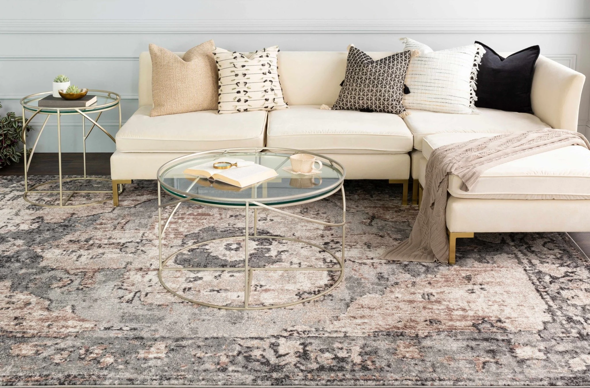 Antique Style Ivory, Tan, Charcoal and Gray Transitional Design Area Rug - Image 19