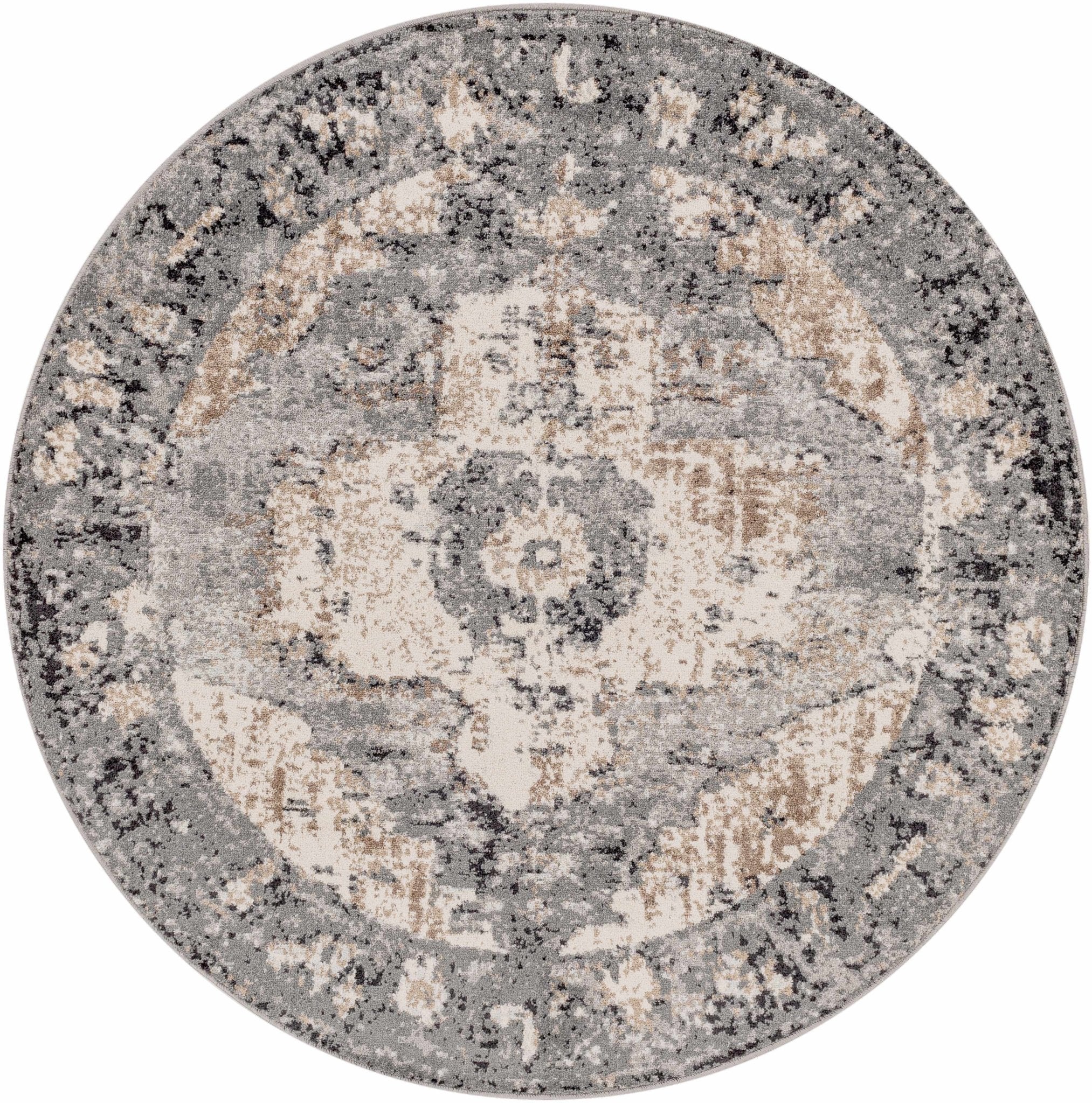 Antique Style Ivory, Tan, Charcoal and Gray Transitional Design Area Rug - Image 8