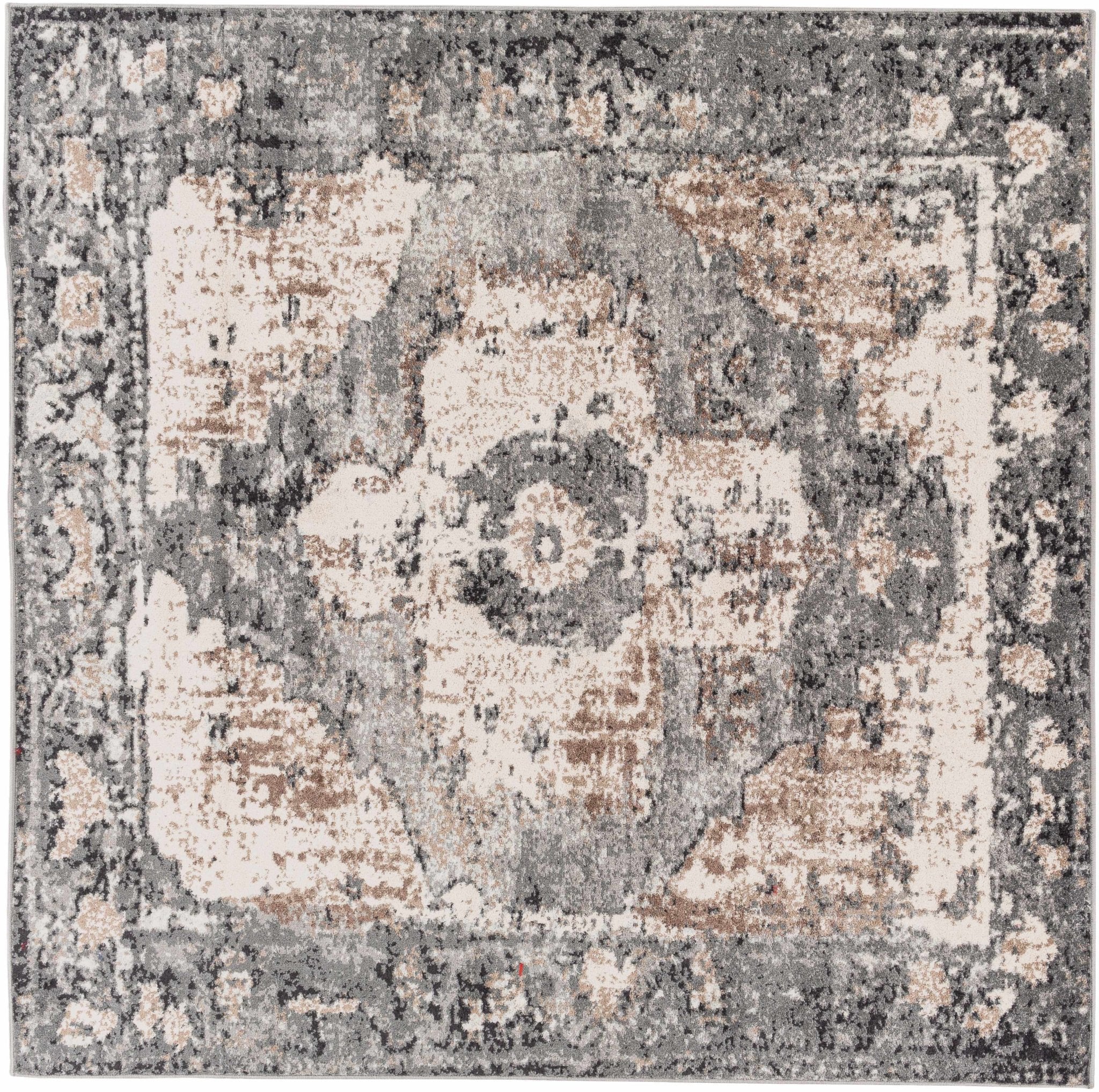 Antique Style Ivory, Tan, Charcoal and Gray Transitional Design Area Rug - Image 9