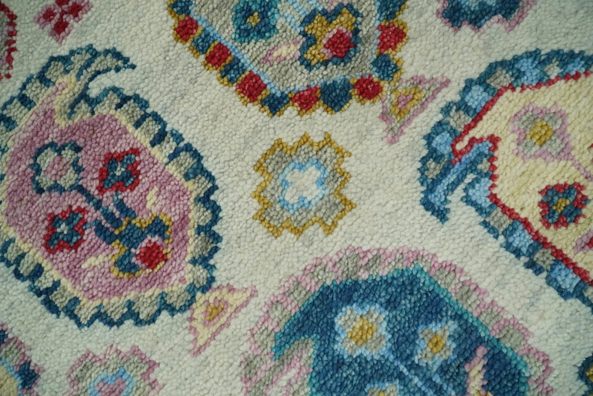 Eclectic Vibrant Colorful Ivory, Teal, Gold and Maroon Traditional boteh design Hand knotted Multi Size wool Area Rug - Image 10