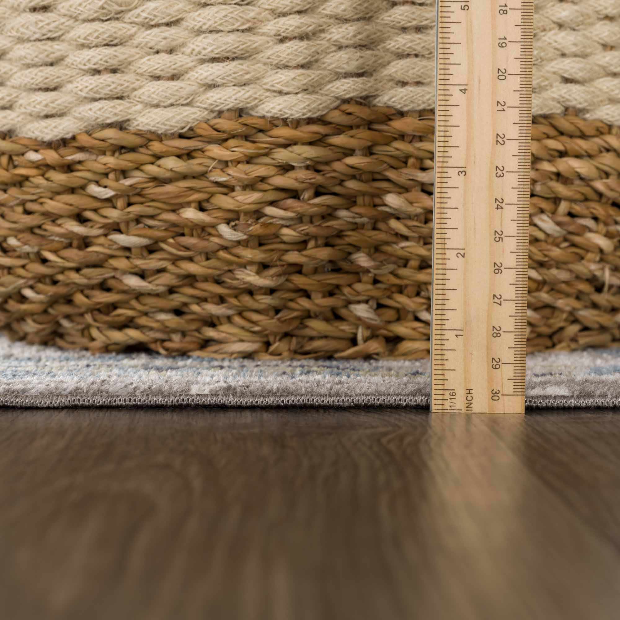 Ivory, Teal, Gray and Charcoal Traditional Transitional Design Washable Area Rug - Image 12