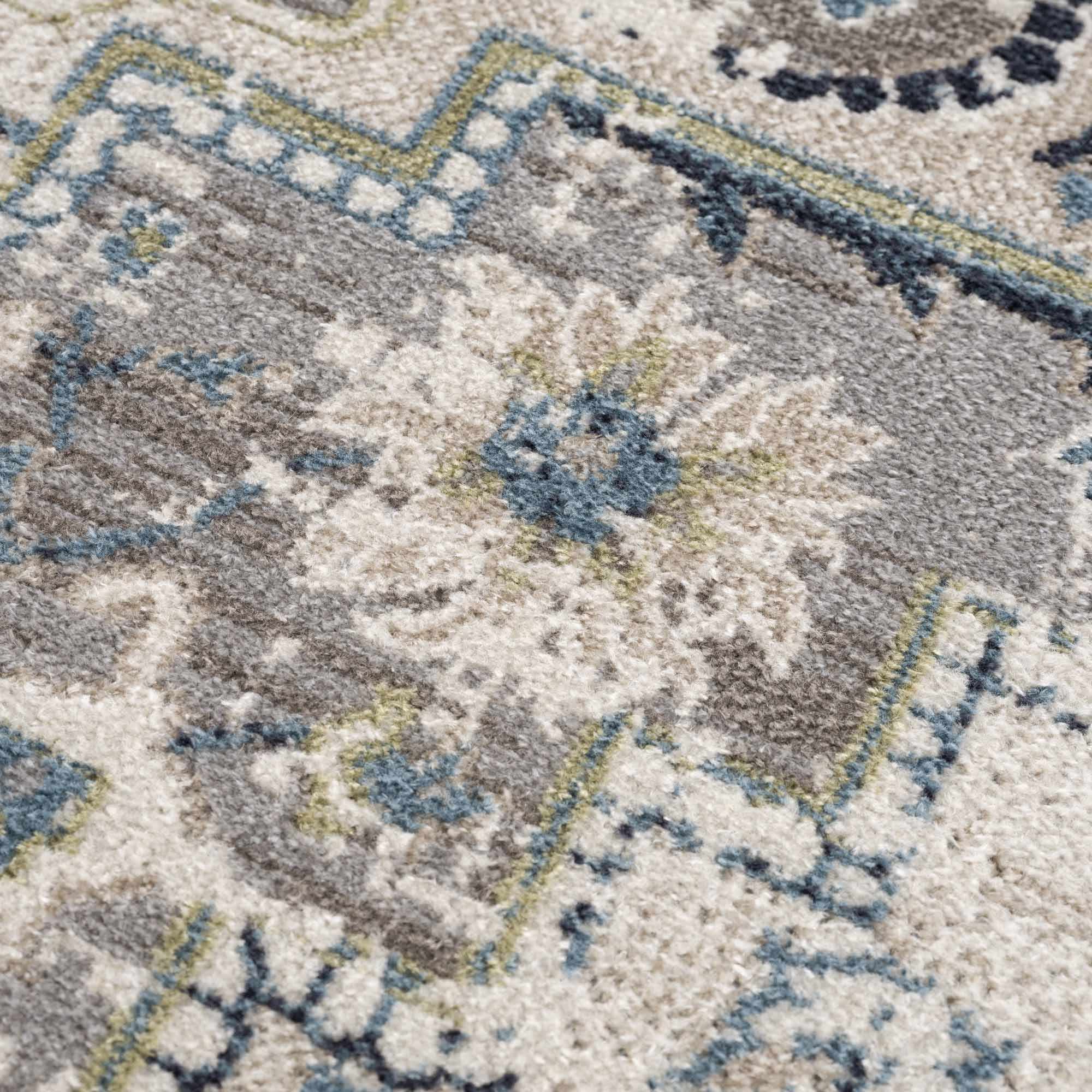 Ivory, Teal, Gray and Charcoal Traditional Transitional Design Washable Area Rug - Image 13