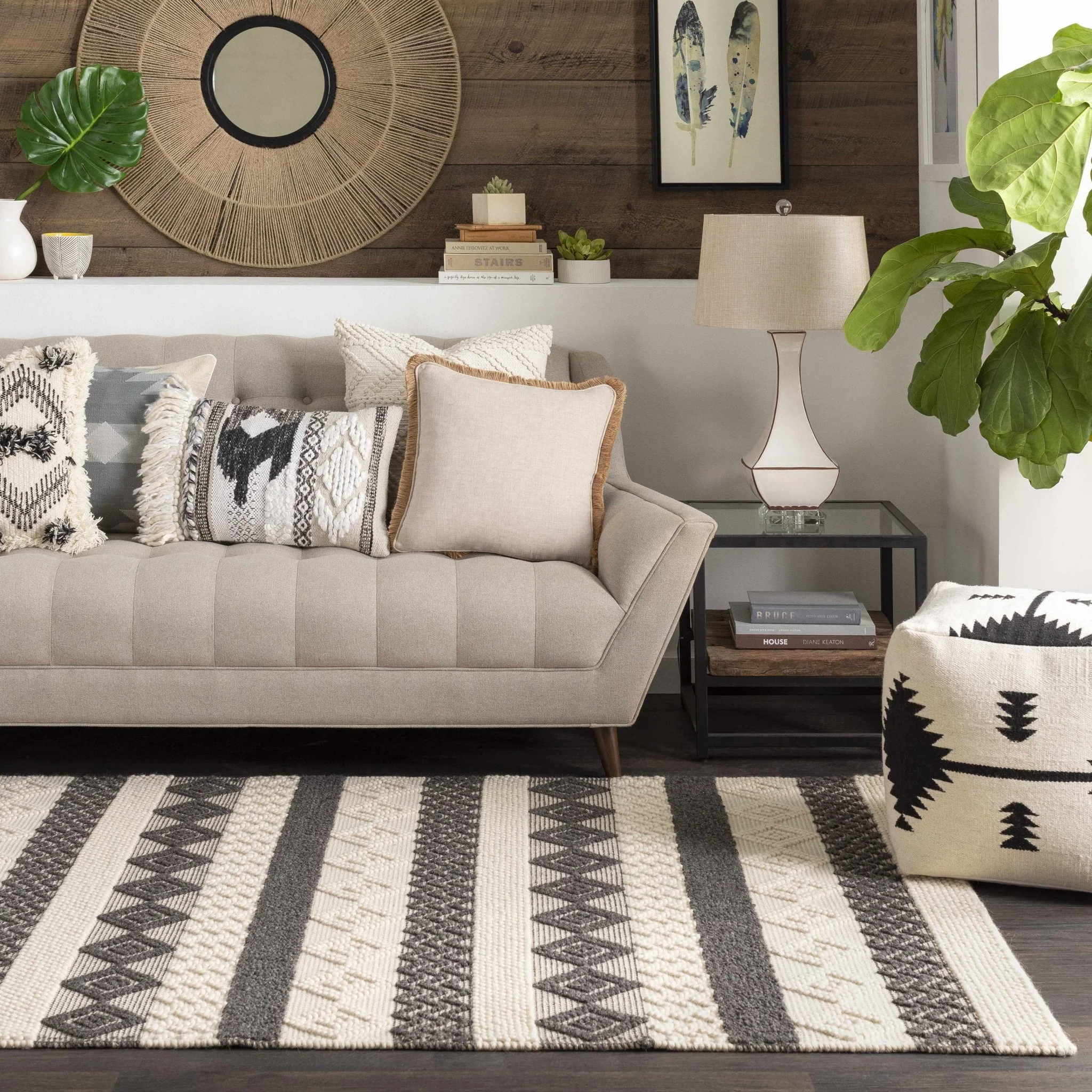 Hand Woven Ivory Textured Crochet Chevron Design Cotton Square Throw Pillow - Image 10