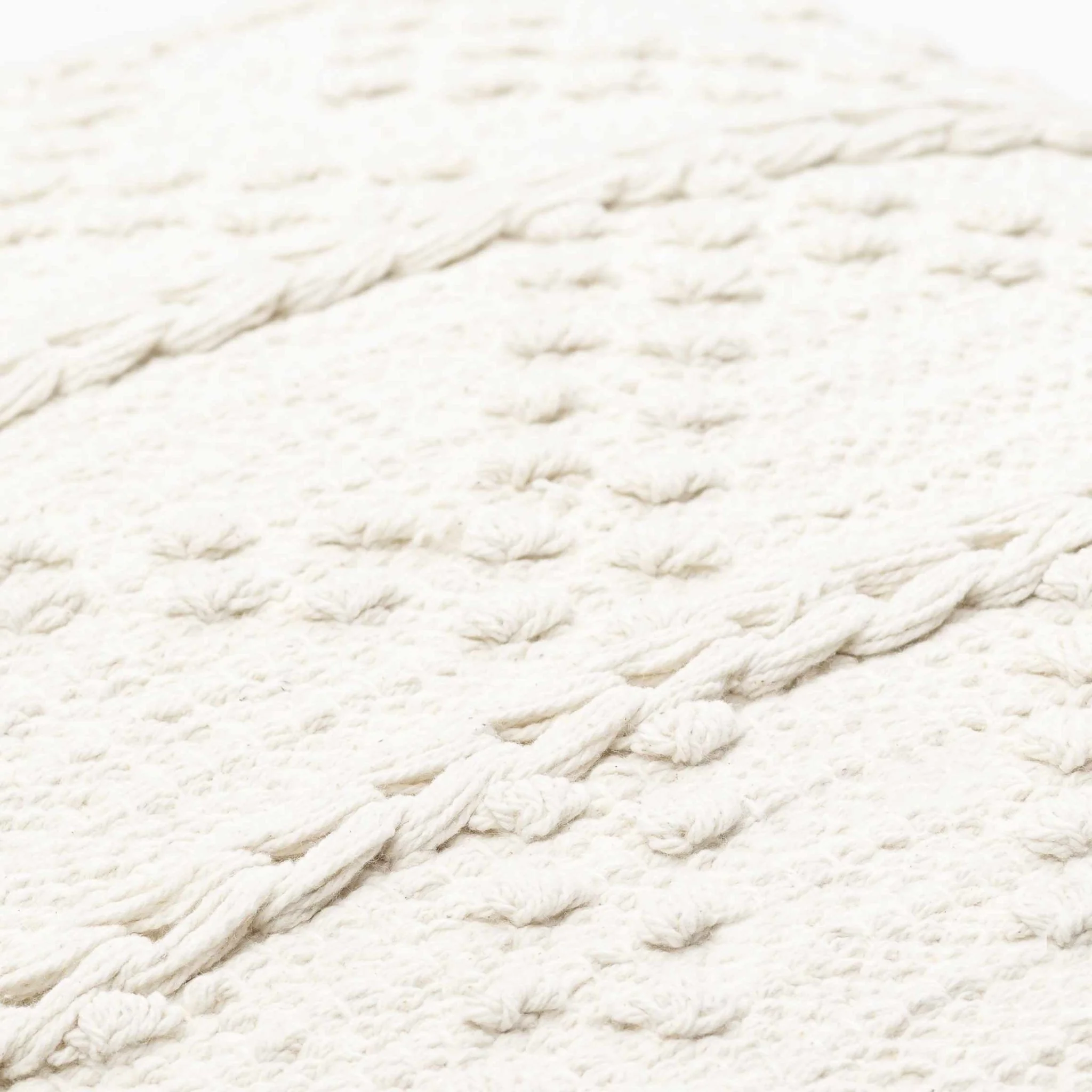 Hand Woven Ivory Textured Crochet Chevron Design Cotton Square Throw Pillow - Image 5