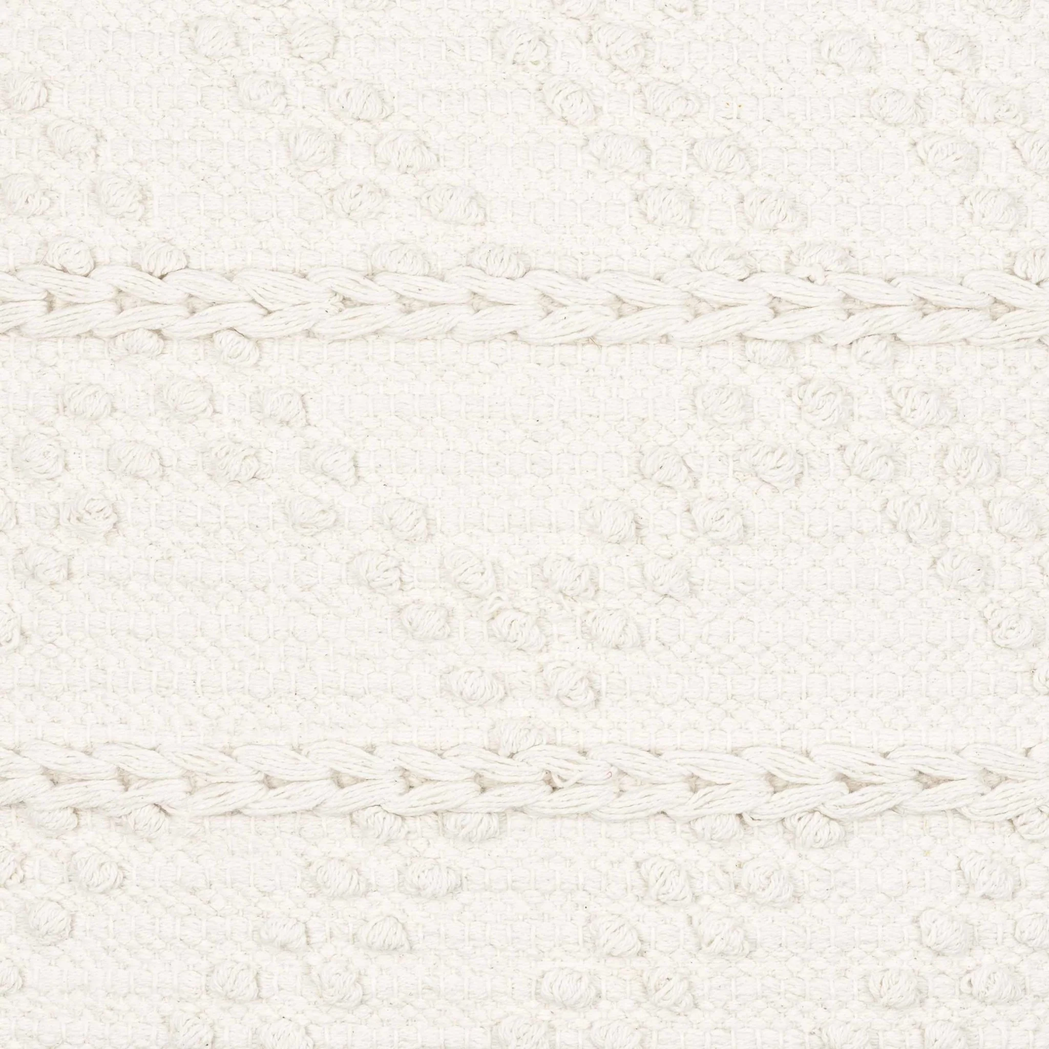 Hand Woven Ivory Textured Crochet Chevron Design Cotton Square Throw Pillow - Image 7