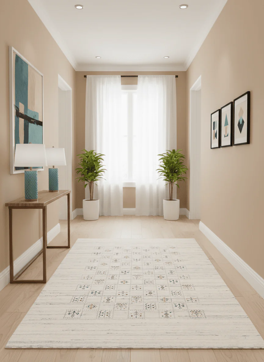 Ivory Tribal Design Hand Loomed Wool Area Rug - Image 2