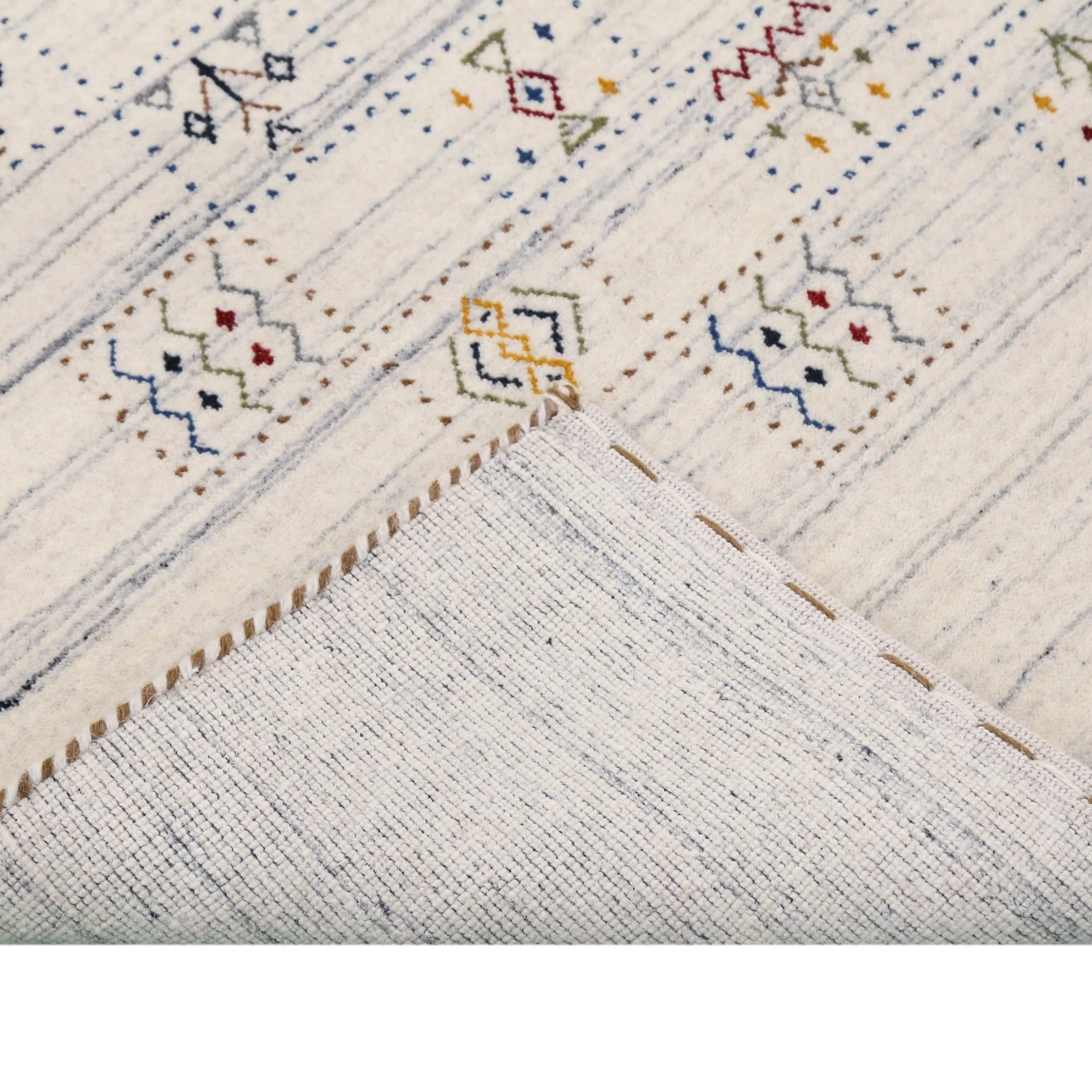 Ivory Tribal Design Hand Loomed Wool Area Rug - Image 5