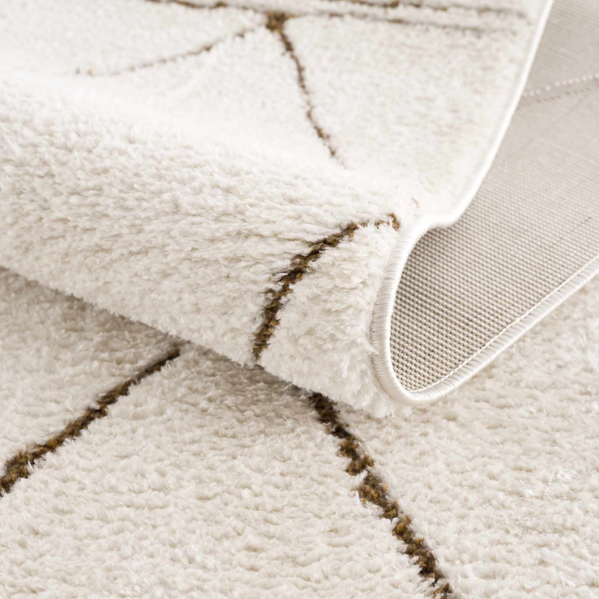 Modern Geometric rose cream, Brown Machine woven woolen area rug - Image 10