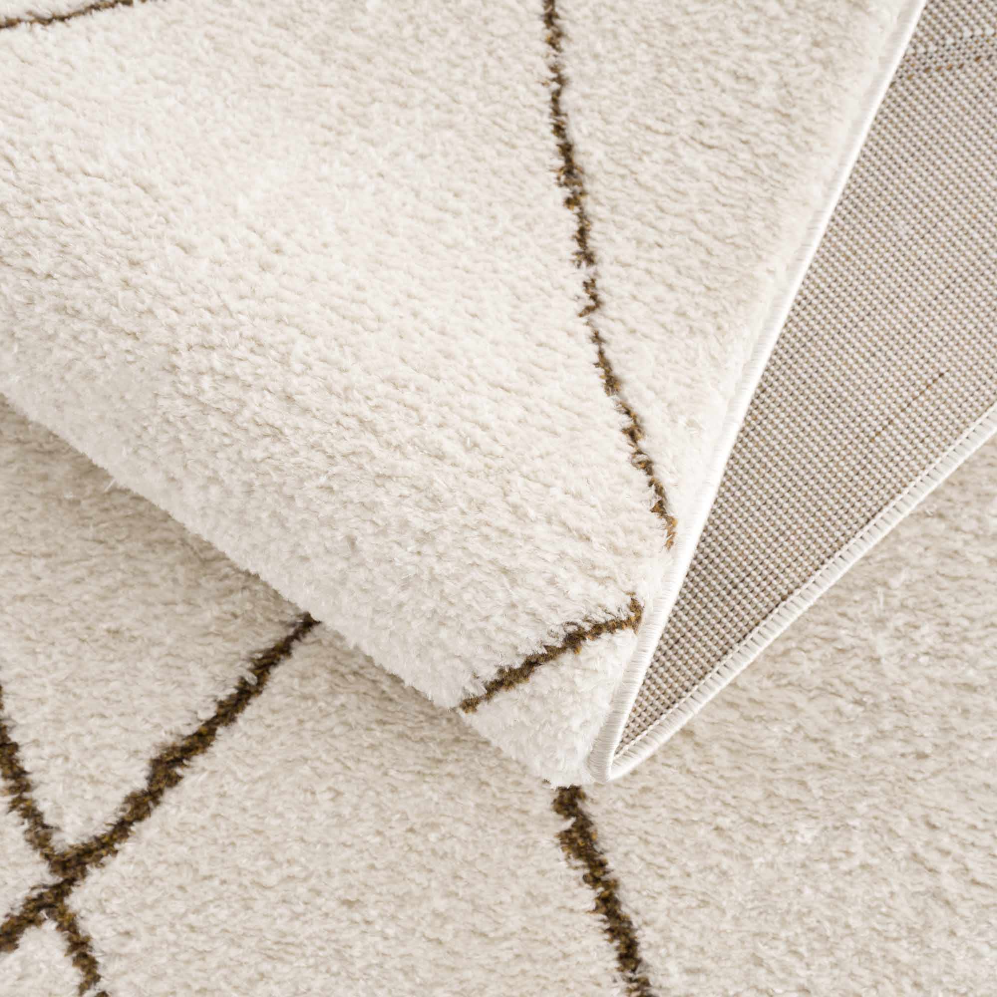 Modern Geometric rose cream, Brown Machine woven woolen area rug - Image 11