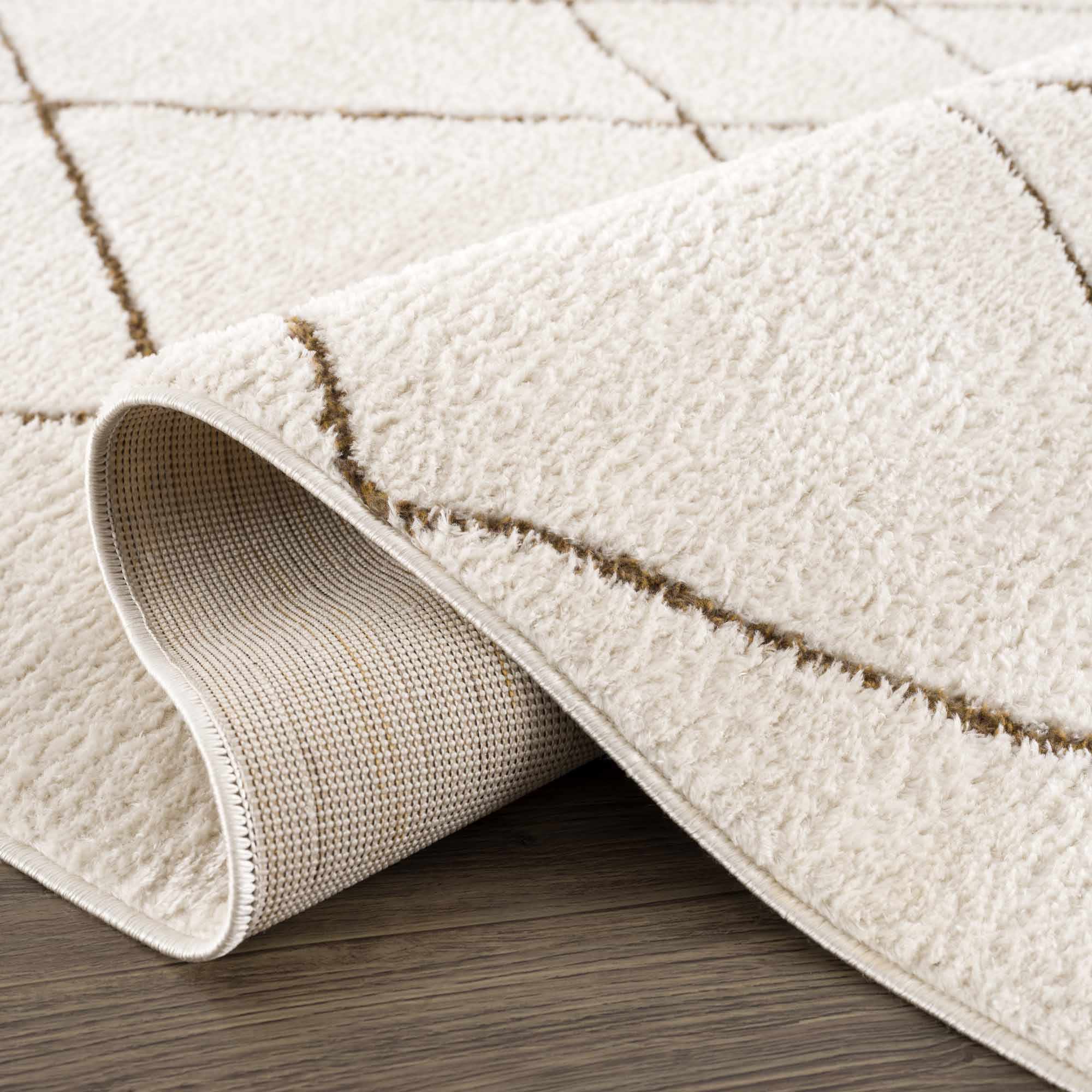 Modern Geometric rose cream, Brown Machine woven woolen area rug - Image 12