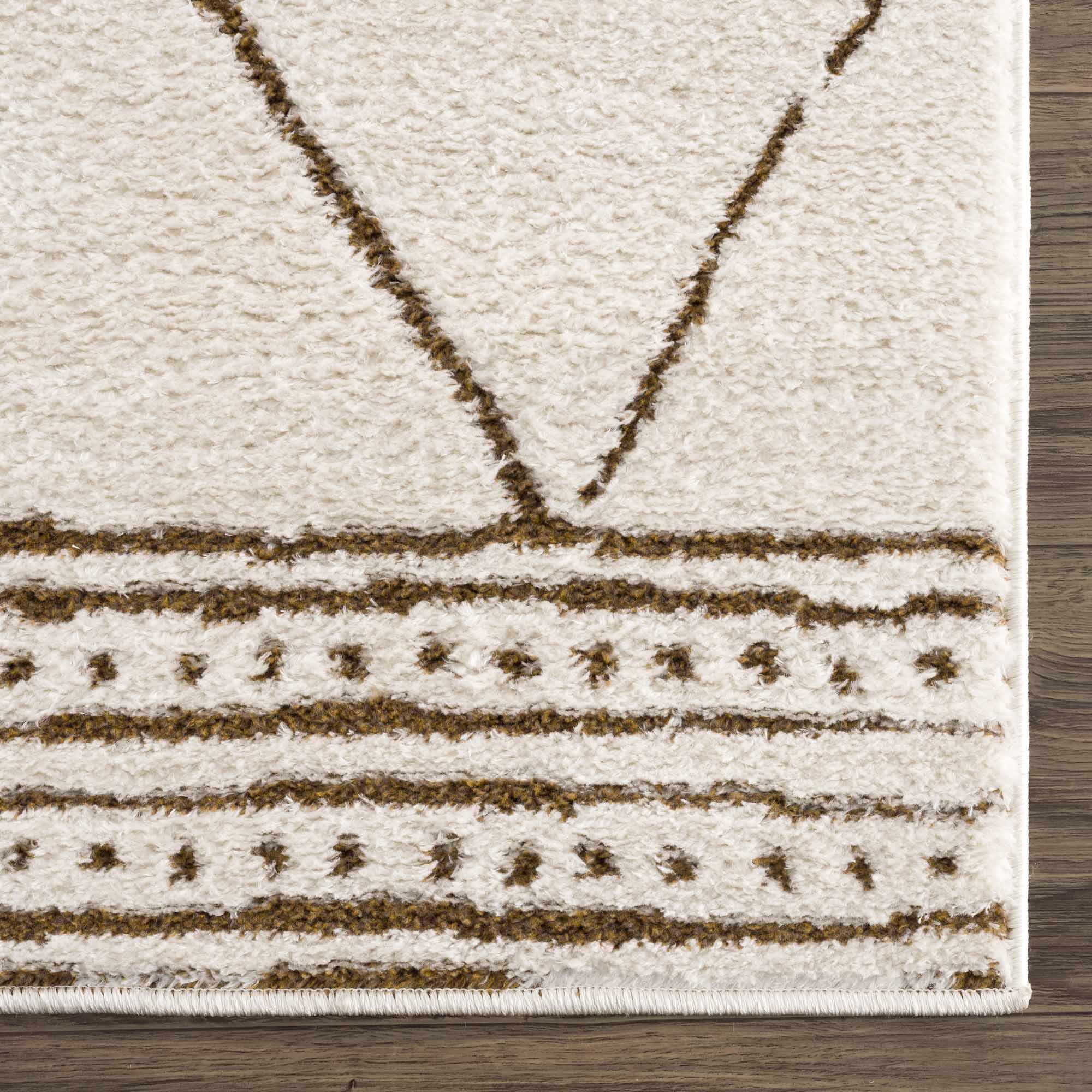 Modern Geometric rose cream, Brown Machine woven woolen area rug - Image 13
