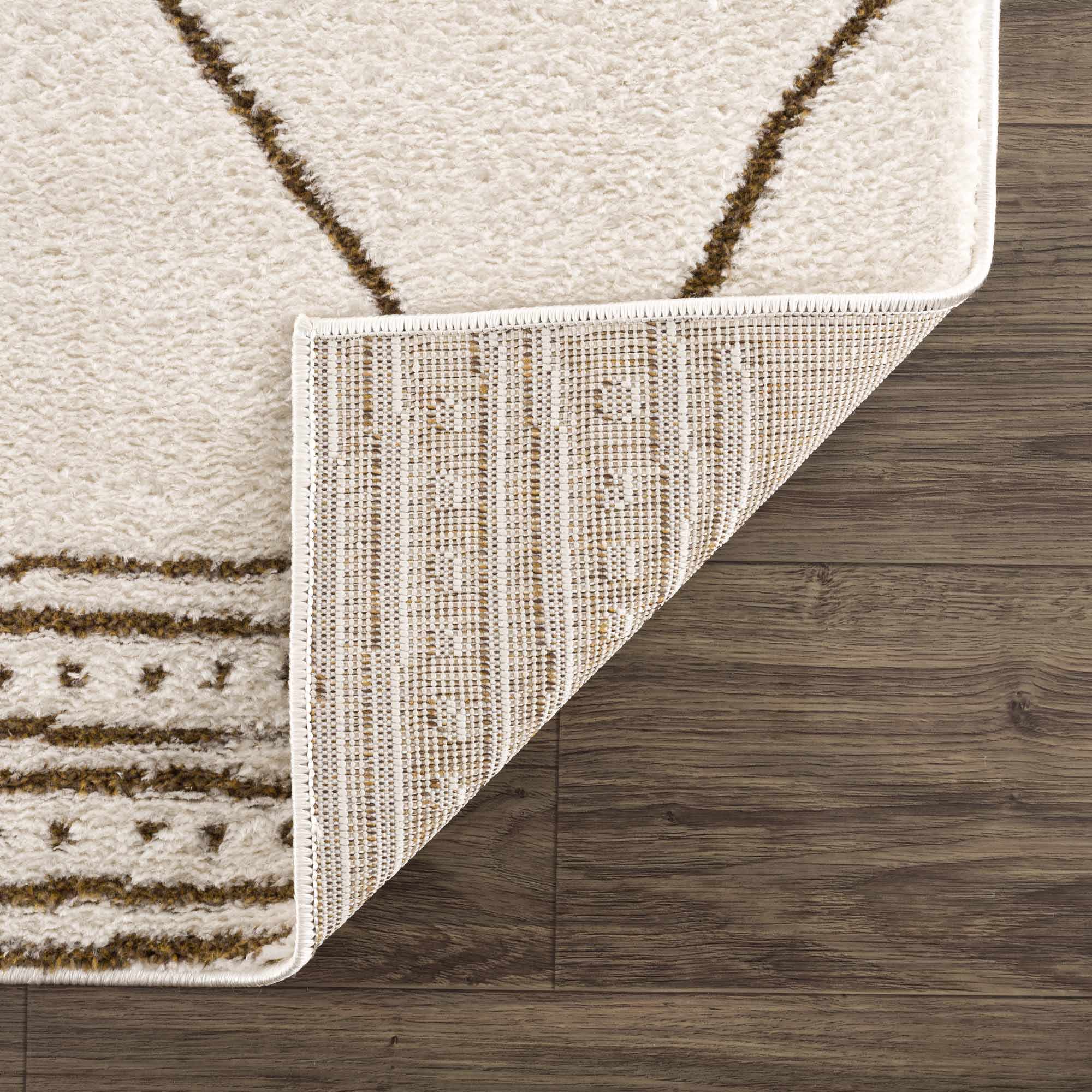 Modern Geometric rose cream, Brown Machine woven woolen area rug - Image 8