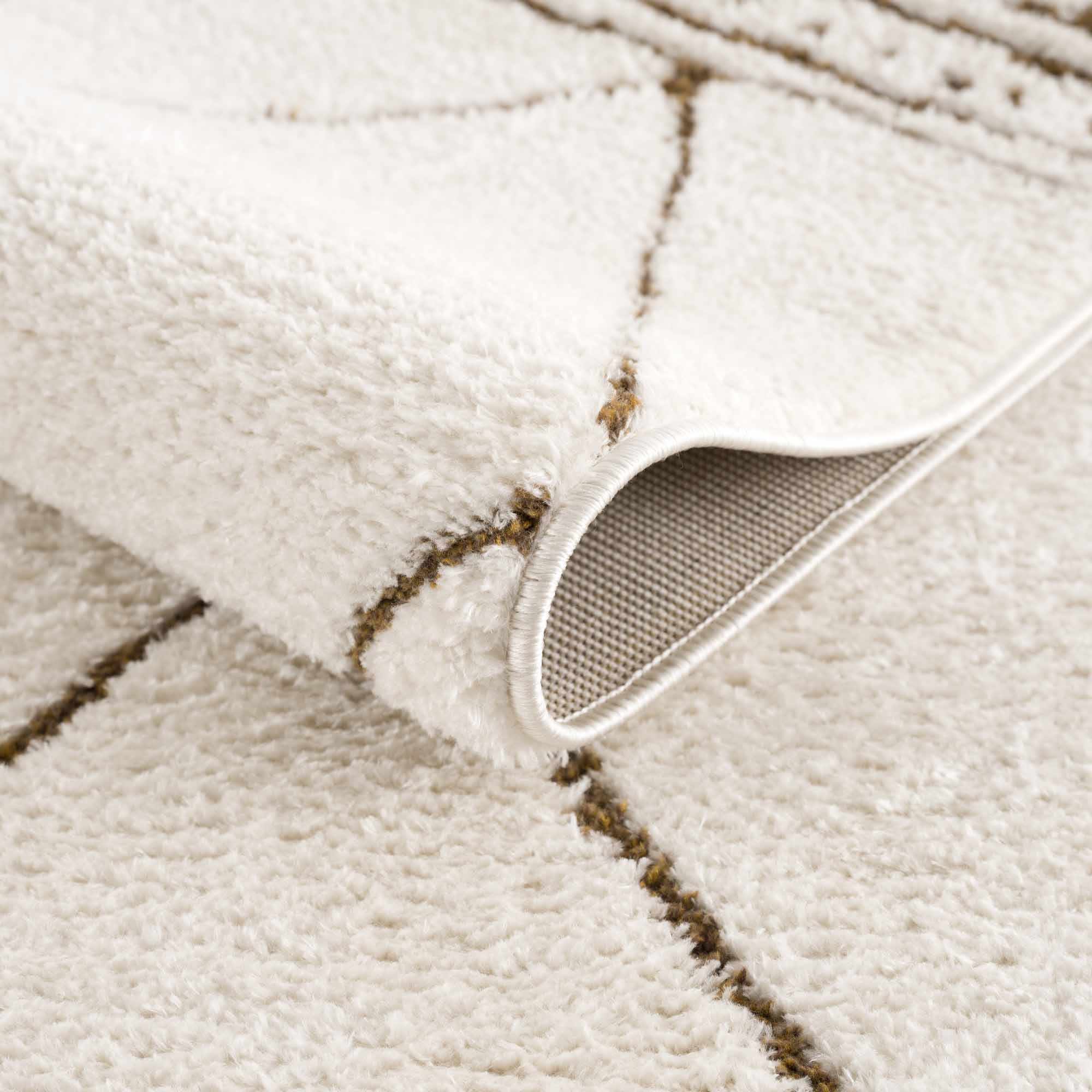 Modern Geometric rose cream, Brown Machine woven woolen area rug - Image 9