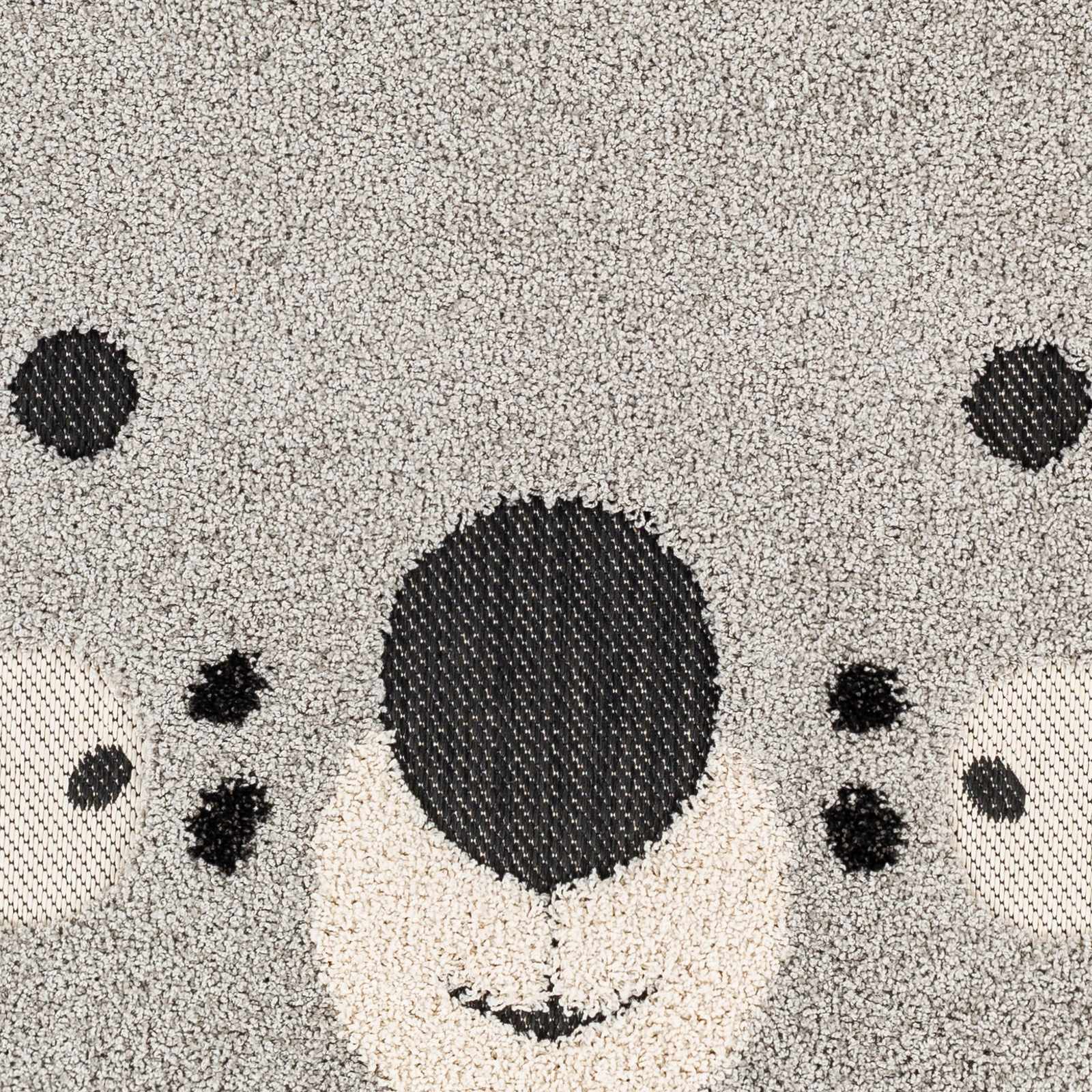 Kids Koala Gray, Black and Beige high low Texture out door safe Round Rug - Image 3