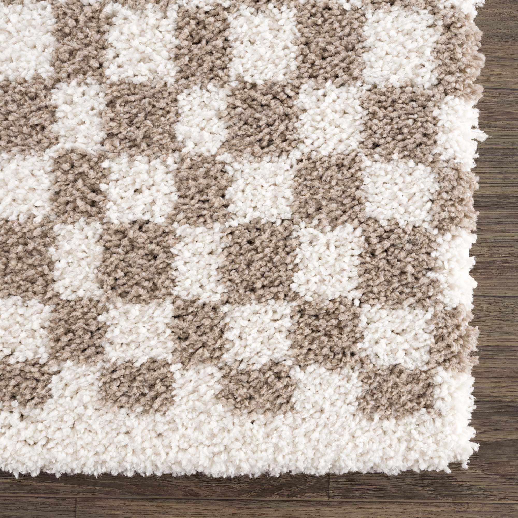 Modern Geometric Light brown and white Machine woven Plush wool area rug - Image 8