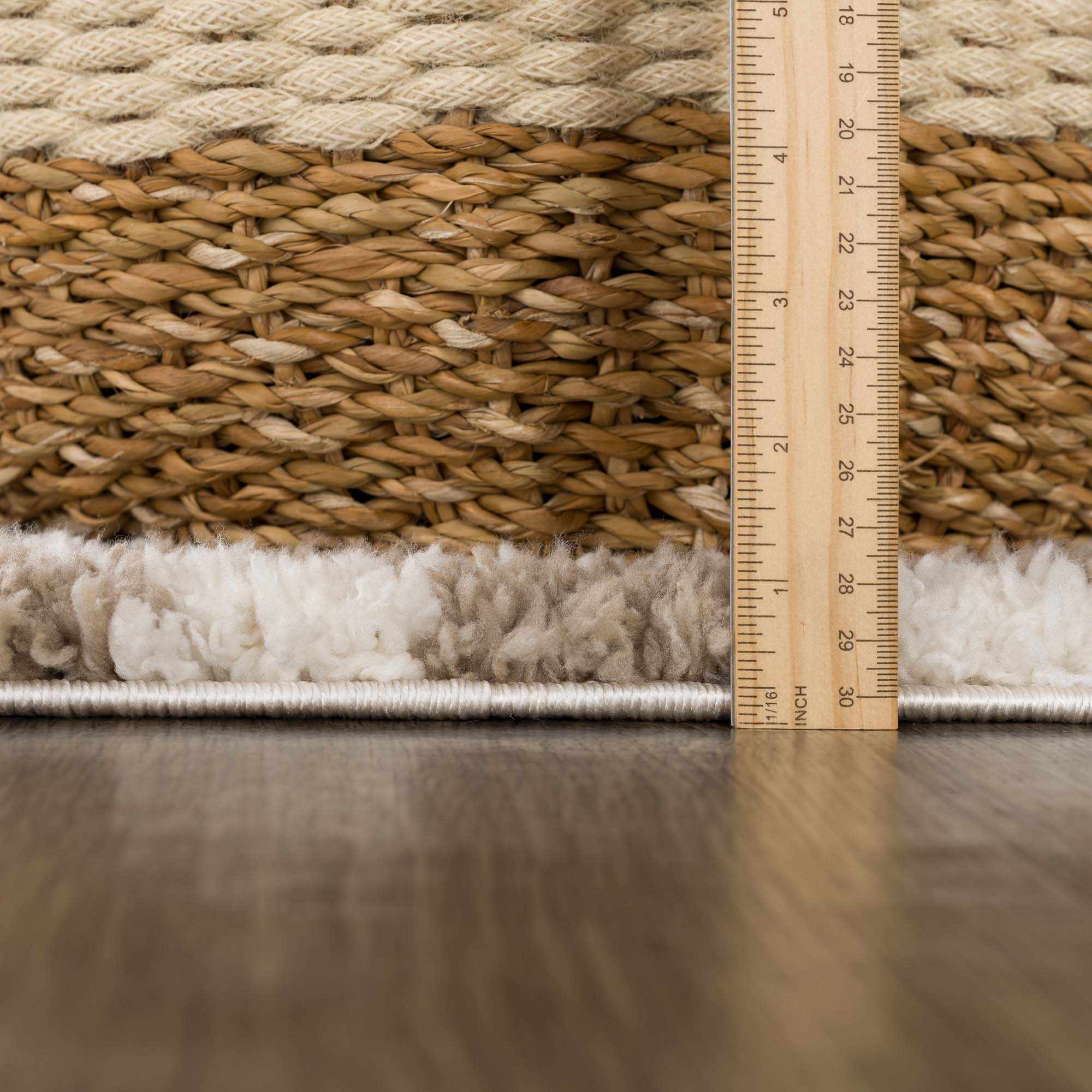 Modern Geometric Light brown and white Machine woven Plush wool area rug - Image 9