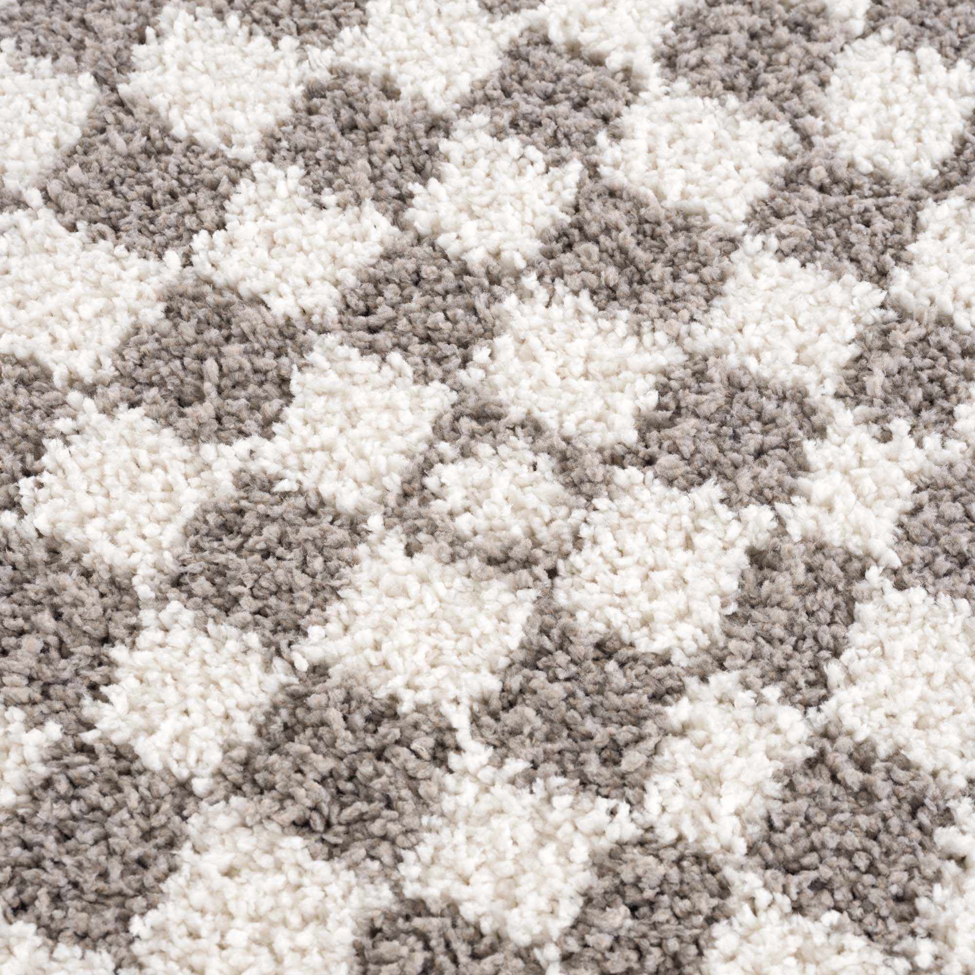 Modern Geometric Checkered plush White, Light Gray polyester area rug - Image 8