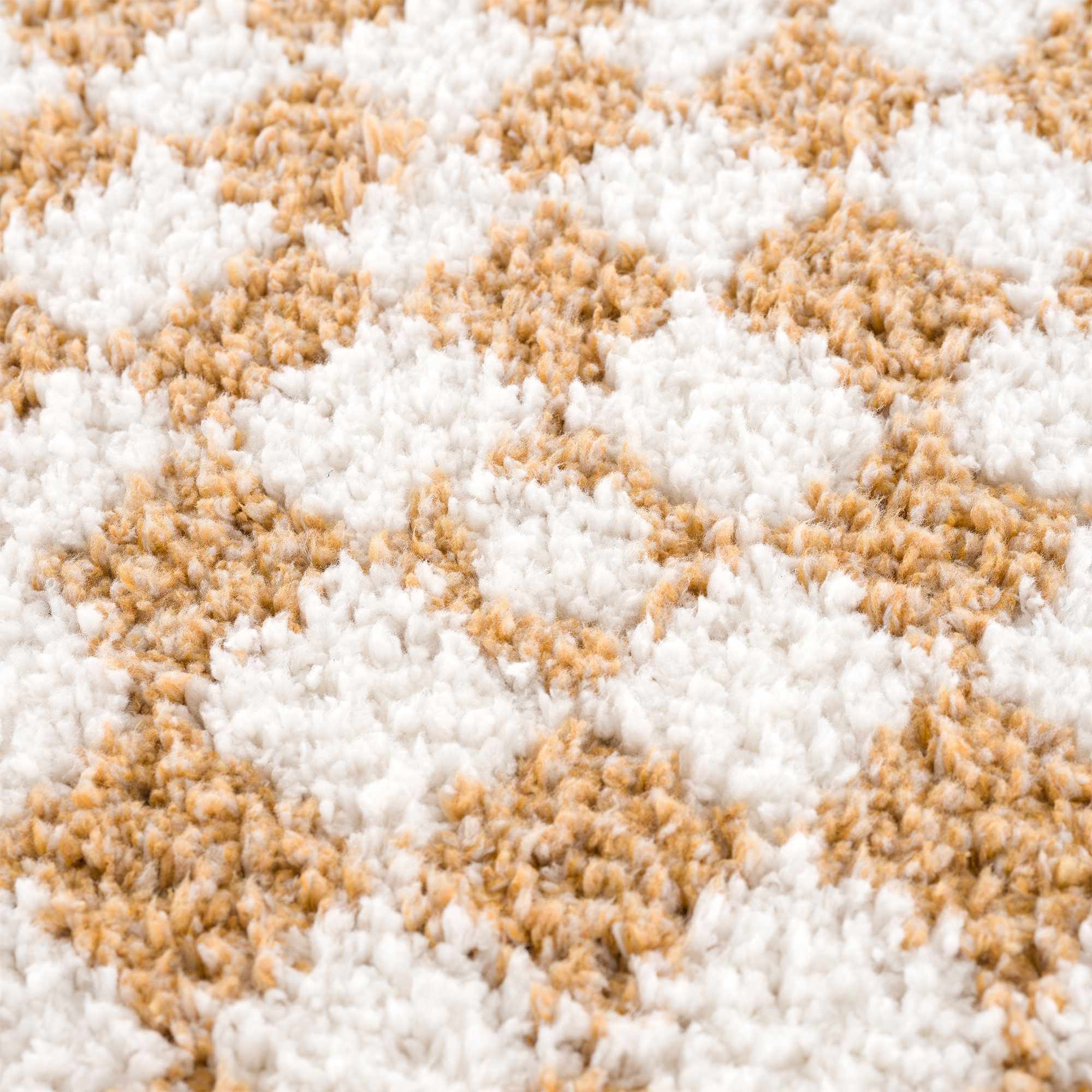 Modern Geometric checkered Plush Ivory Brown, White wool  Area Rug - Image 17