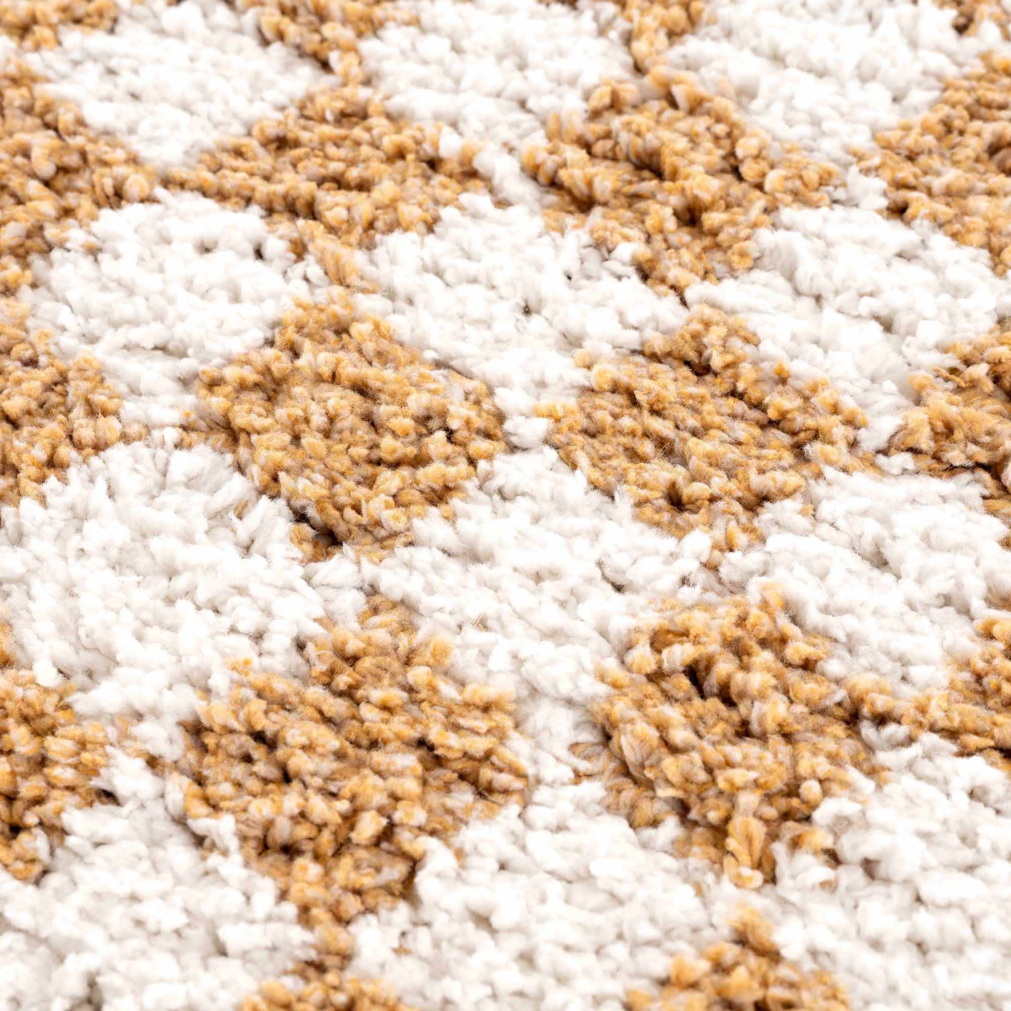 Modern Geometric checkered Plush Ivory Brown, White wool  Area Rug - Image 18