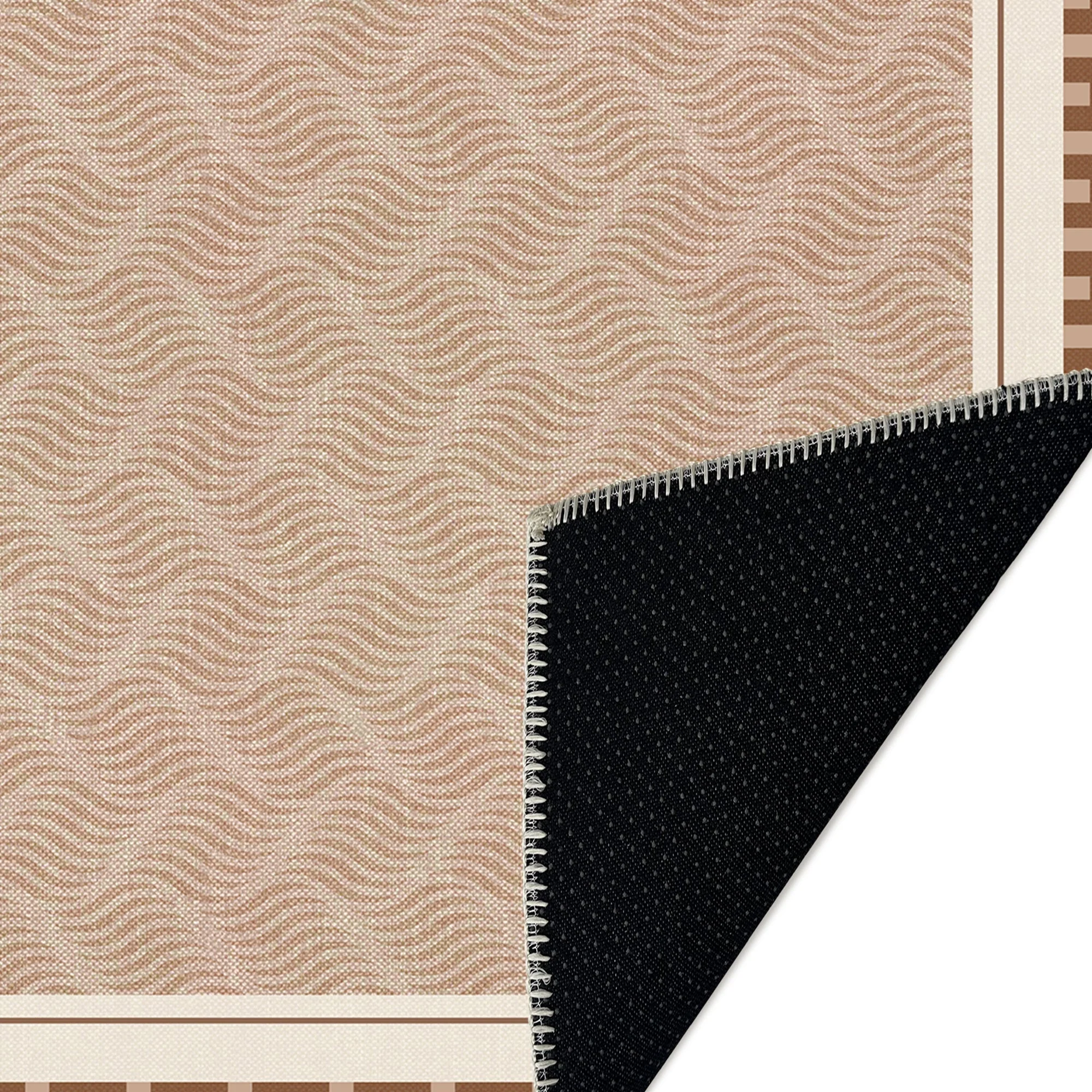 Lantern Design Beige Machine Washable Cotton Area Rug - Image 7