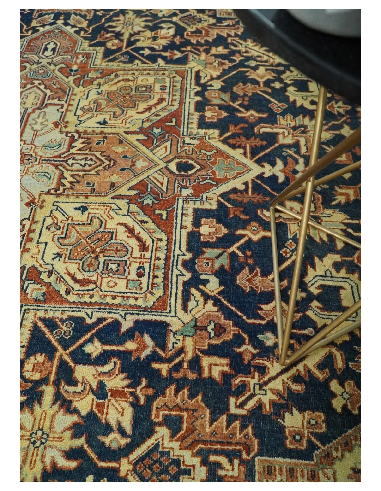 Large 8x11 Fine Hand Knotted Blue and Rust Traditional Vintage Heriz Serapi Antique Wool Rug | TRDCP479811 - Image 2