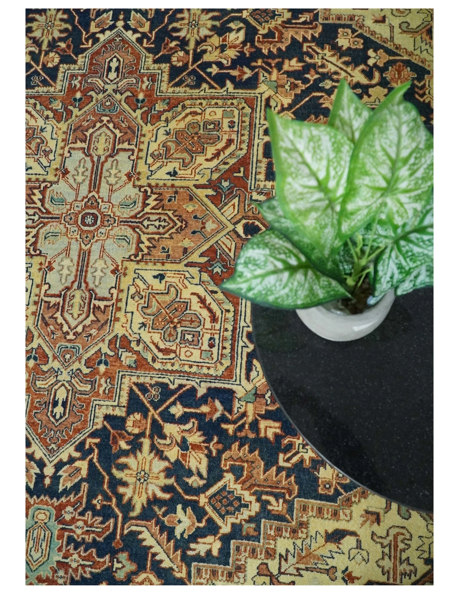 Large 8x11 Fine Hand Knotted Blue and Rust Traditional Vintage Heriz Serapi Antique Wool Rug | TRDCP479811 - Image 6