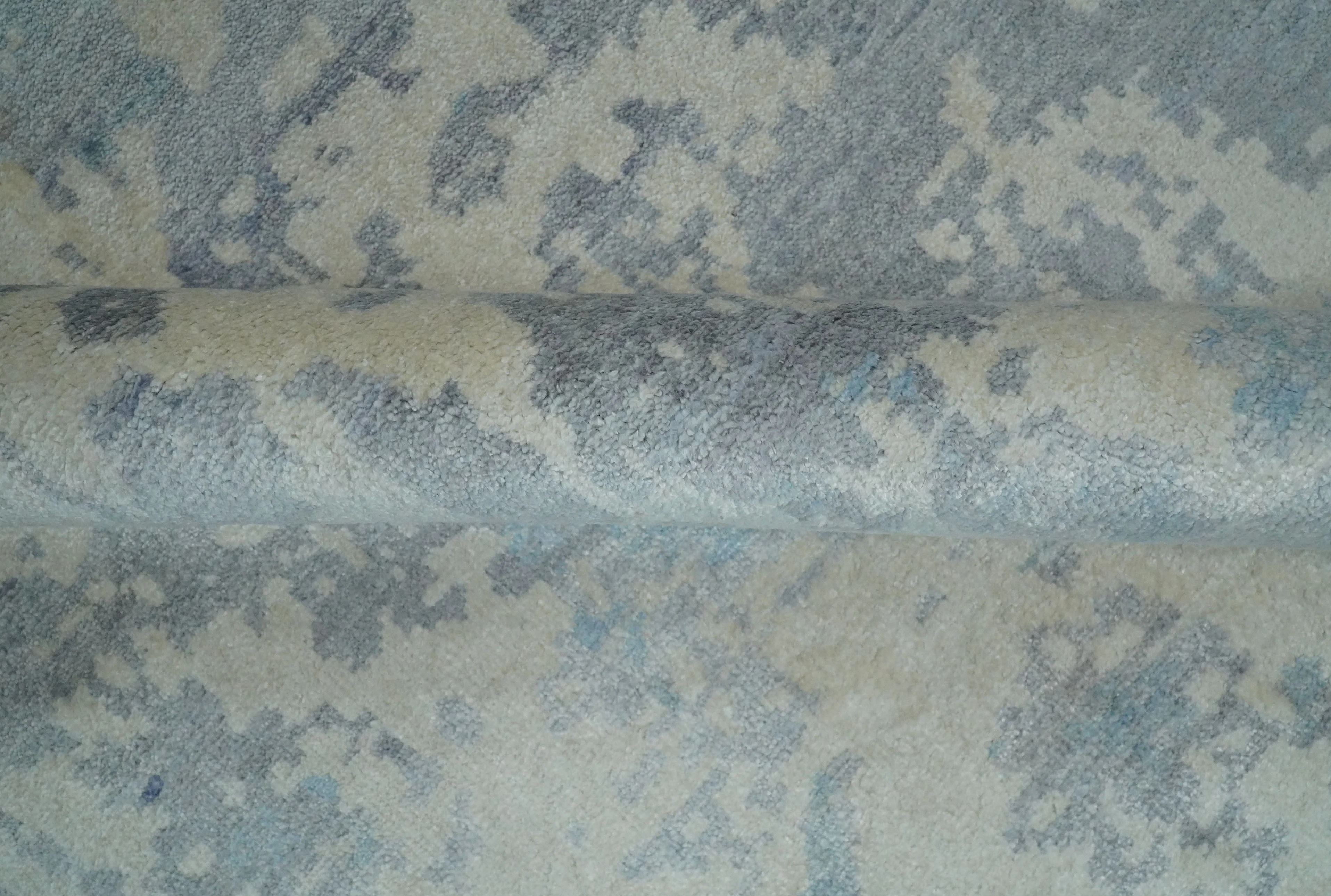 Large 8x10 Fine Hand Knotted charcoal, beige, and teal Abstract Traditional Persian Style Antique Bamboo Silk Rug | TRDCP501810 - Image 8