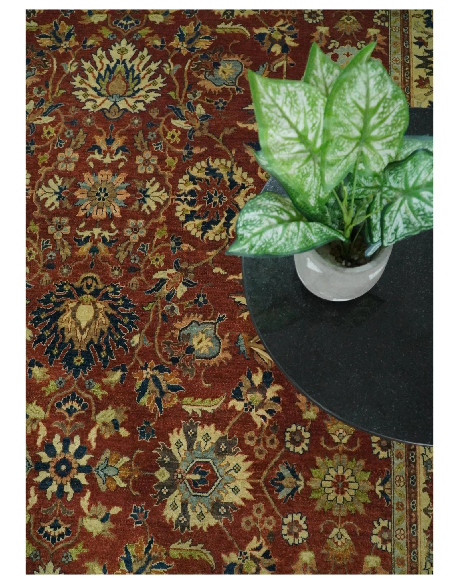 Large 8x10 Fine Hand Knotted Rust and Beige Traditional Vintage Style Mahal Antique Wool Rug | TRDCP468810 - Image 6