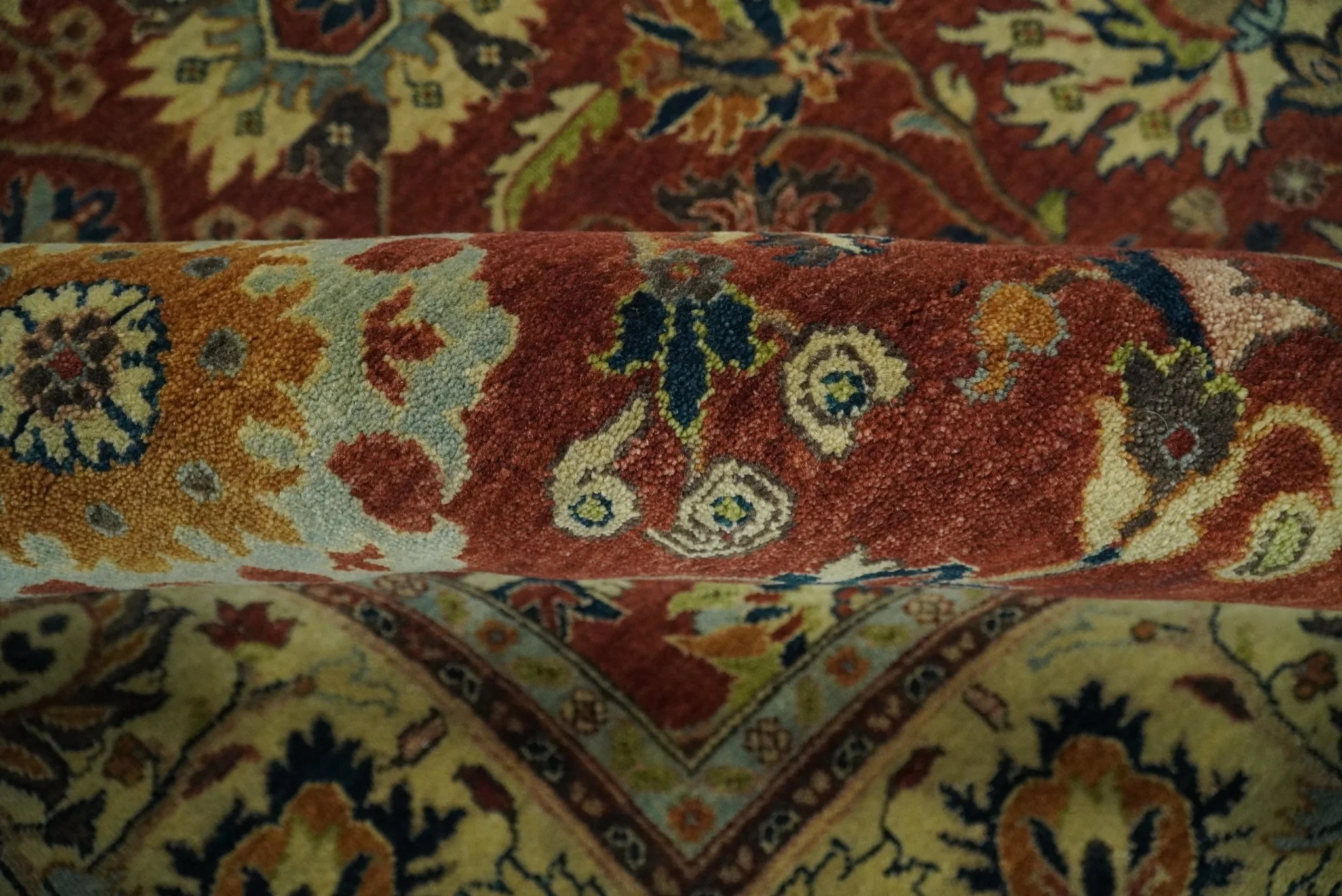 Large 8x10 Fine Hand Knotted Rust and Beige Traditional Vintage Style Mahal Antique Wool Rug | TRDCP468810 - Image 7