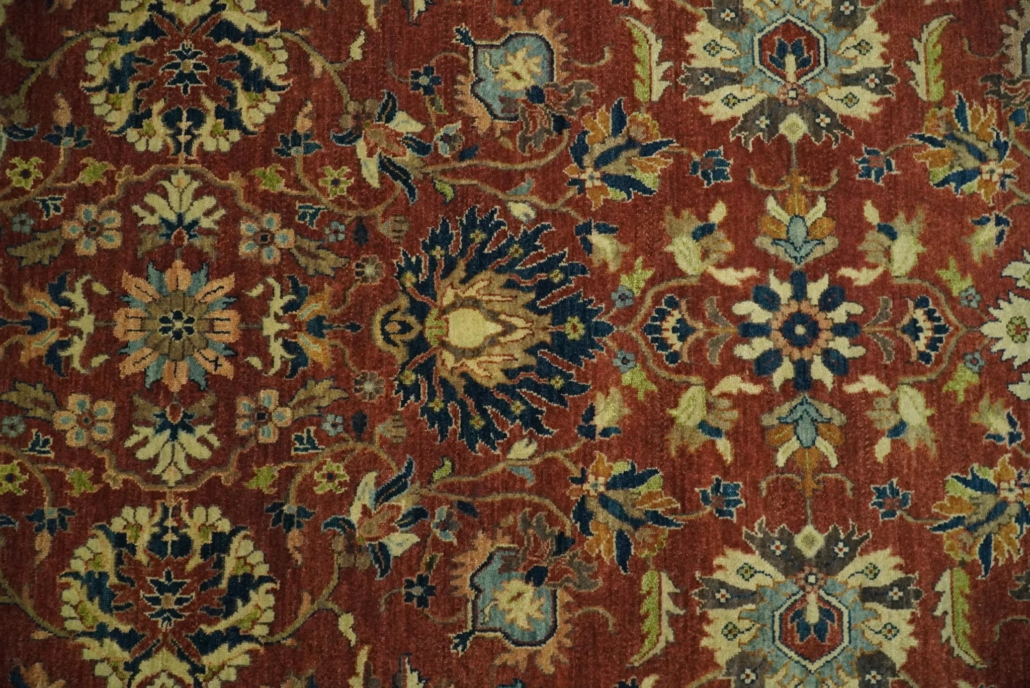 Large 8x10 Fine Hand Knotted Rust and Beige Traditional Vintage Style Mahal Antique Wool Rug | TRDCP468810 - Image 8