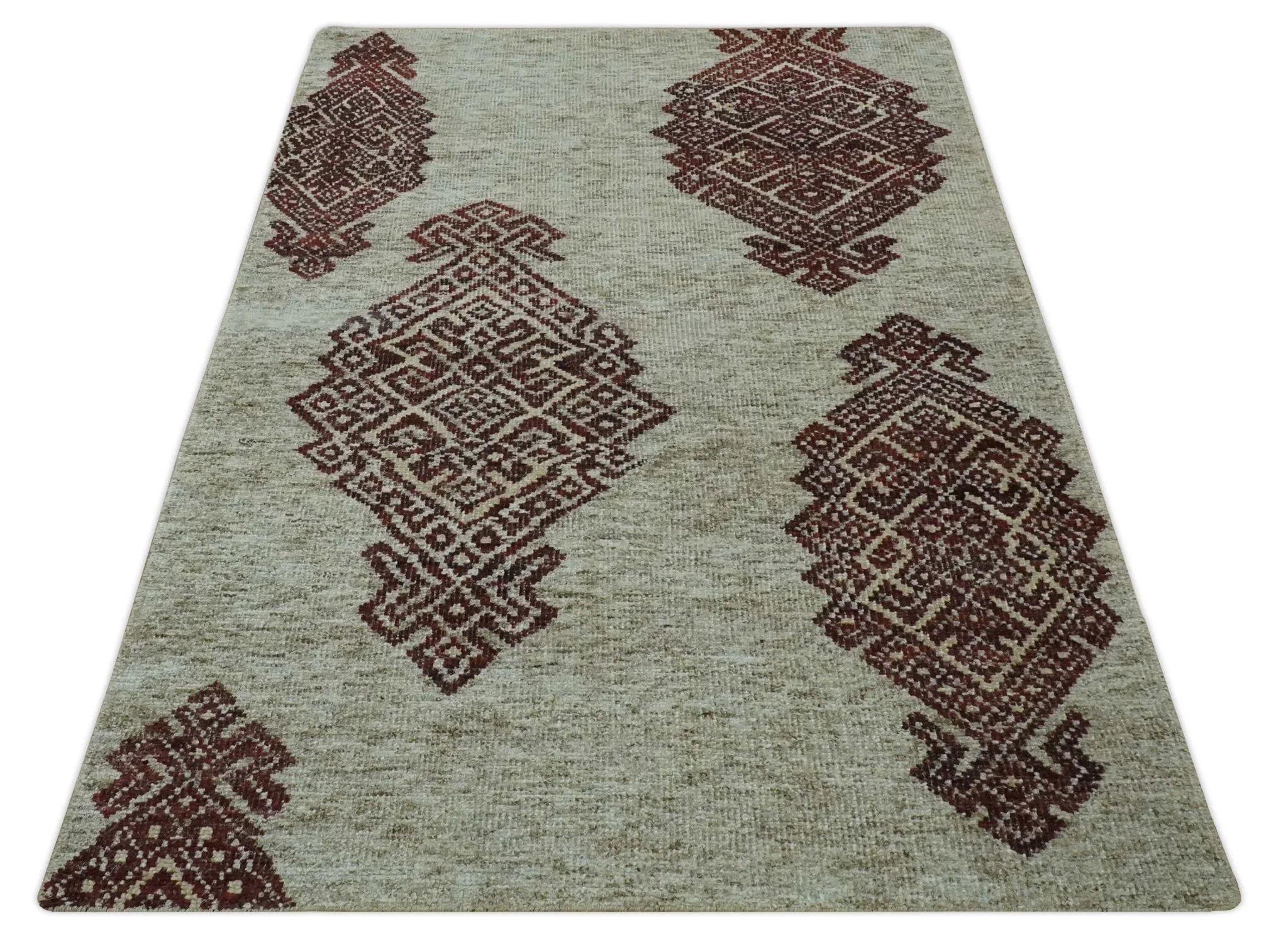 Traditional Large design 5x8 Olive, Silver and Brown Hand knotted wool area rug - Image 10