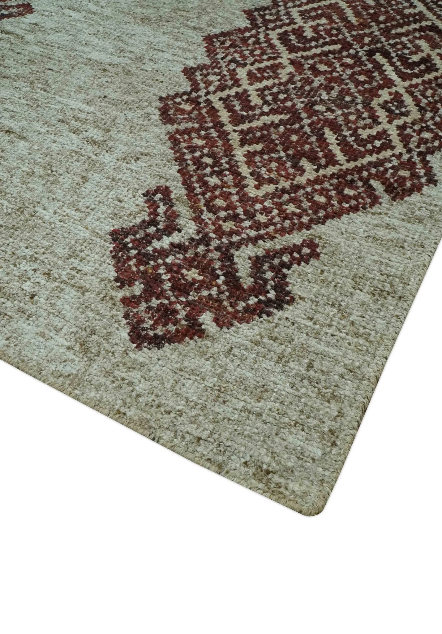 Traditional Large design 5x8 Olive, Silver and Brown Hand knotted wool area rug - Image 5