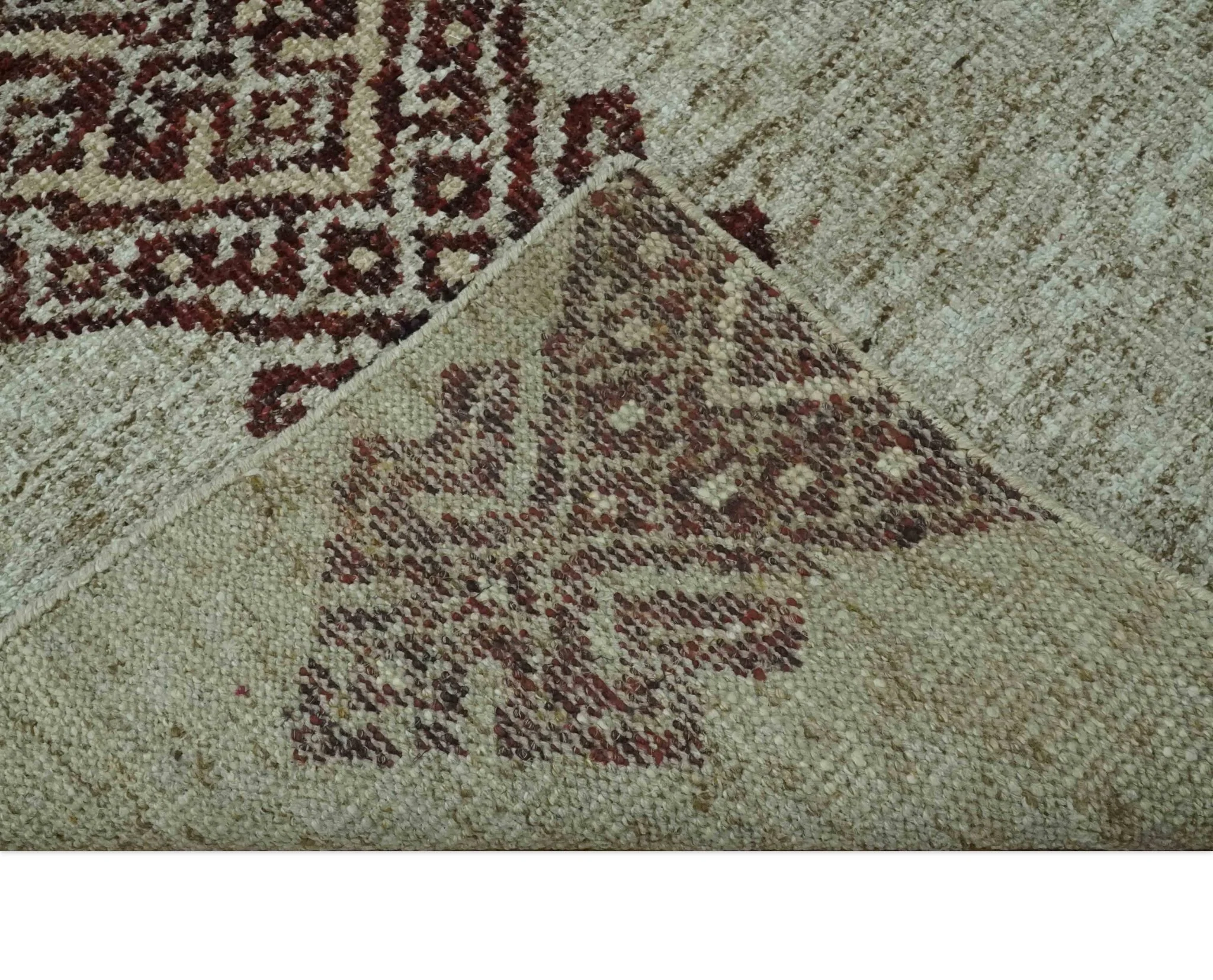 Traditional Large design 5x8 Olive, Silver and Brown Hand knotted wool area rug - Image 6