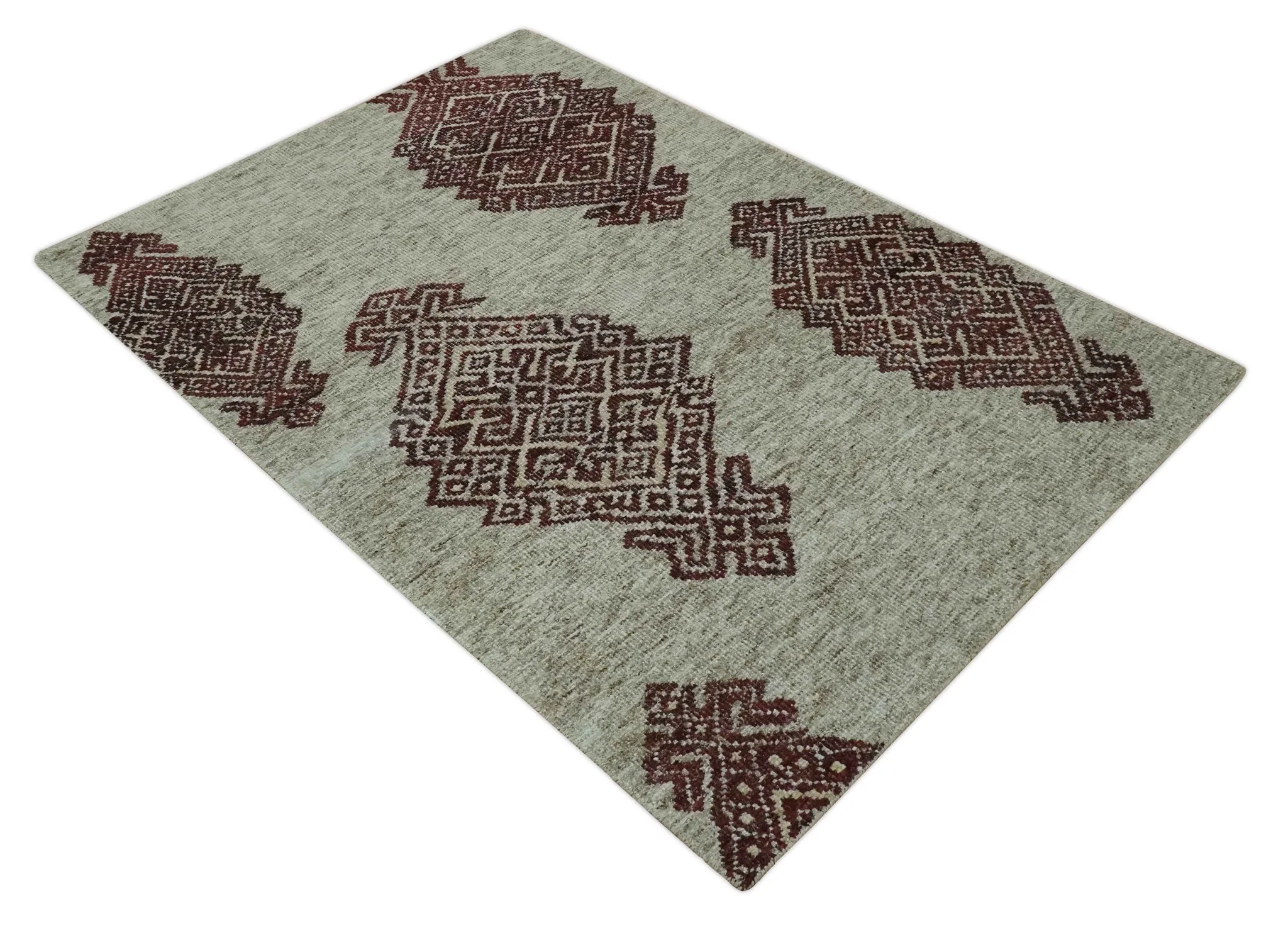 Traditional Large design 5x8 Olive, Silver and Brown Hand knotted wool area rug - Image 9