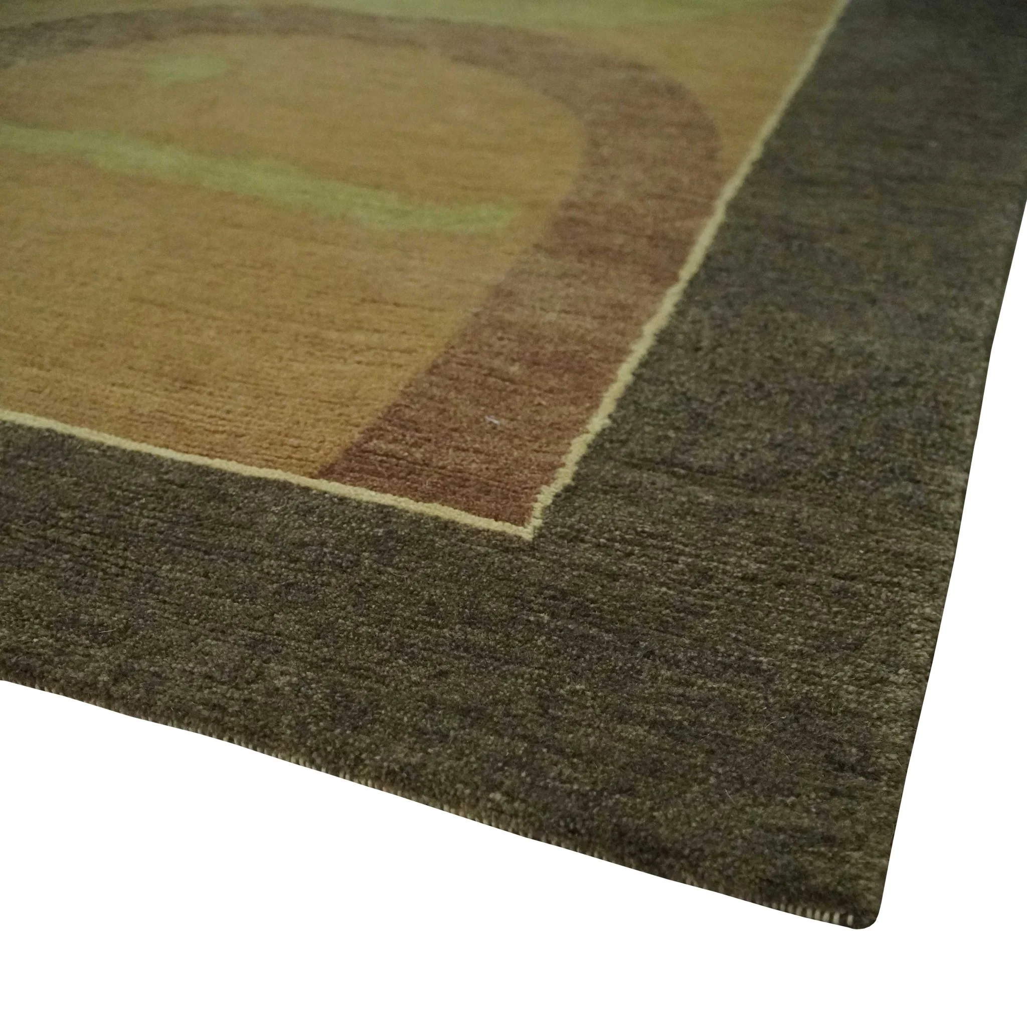Mainstays Traditional Leaf Block Print Olive, Beige, Rust and Brown 6x8 Indoor wool Area Rug - Image 6