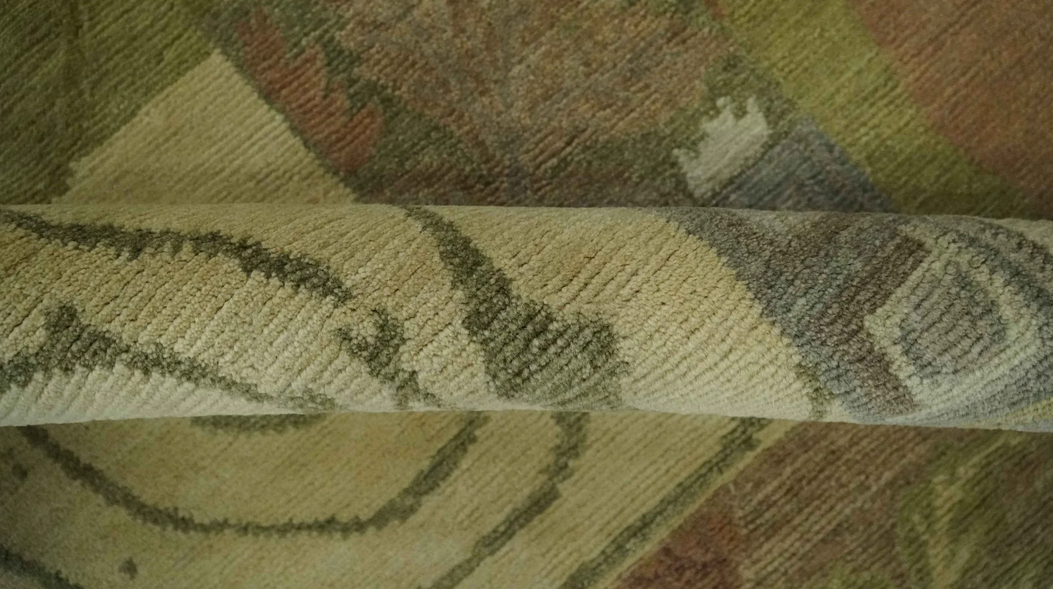 Mainstays Traditional Leaf Block Print Olive, Beige, Rust and Brown 6x8 Indoor wool Area Rug - Image 8