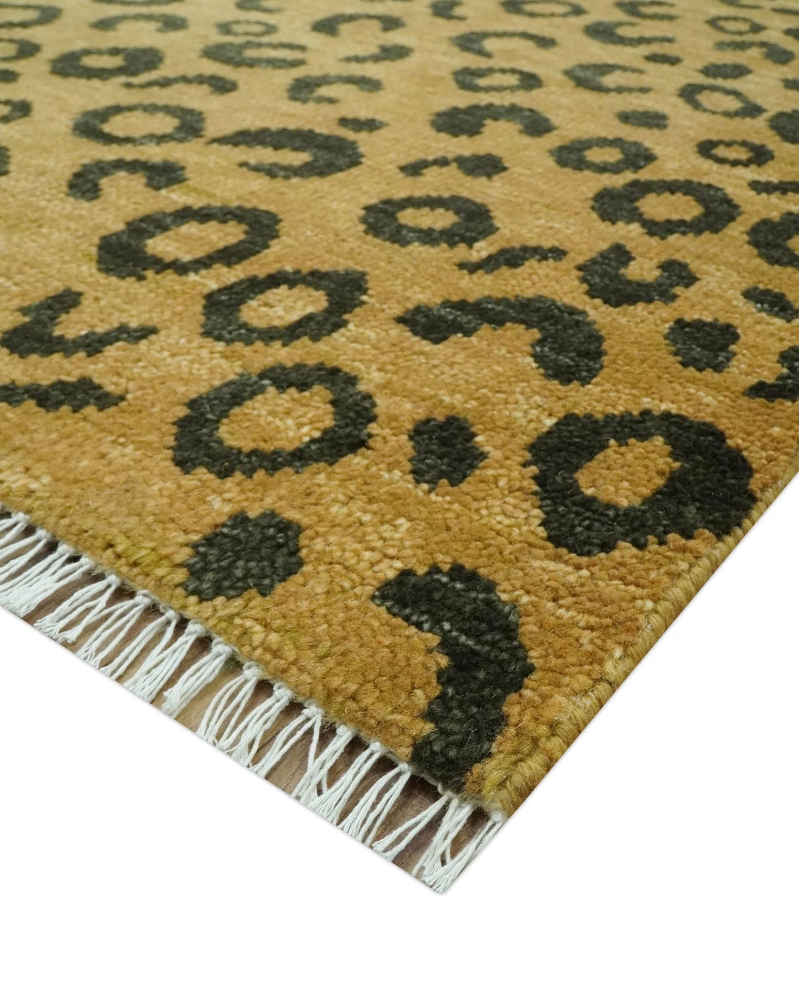 Modern leopard Design Hand knotted Golden-Brown and Charcoal Custom Made wool rug - Image 5