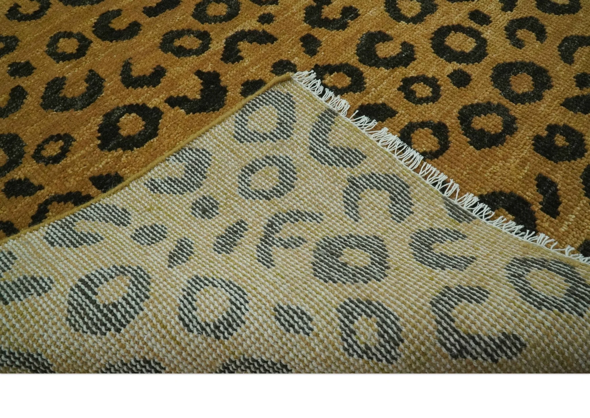 Modern leopard Design Hand knotted Golden-Brown and Charcoal Custom Made wool rug - Image 7