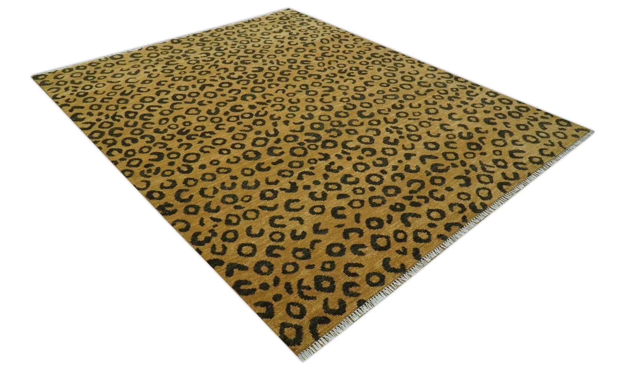 Modern leopard Design Hand knotted Golden-Brown and Charcoal Custom Made wool rug - Image 9