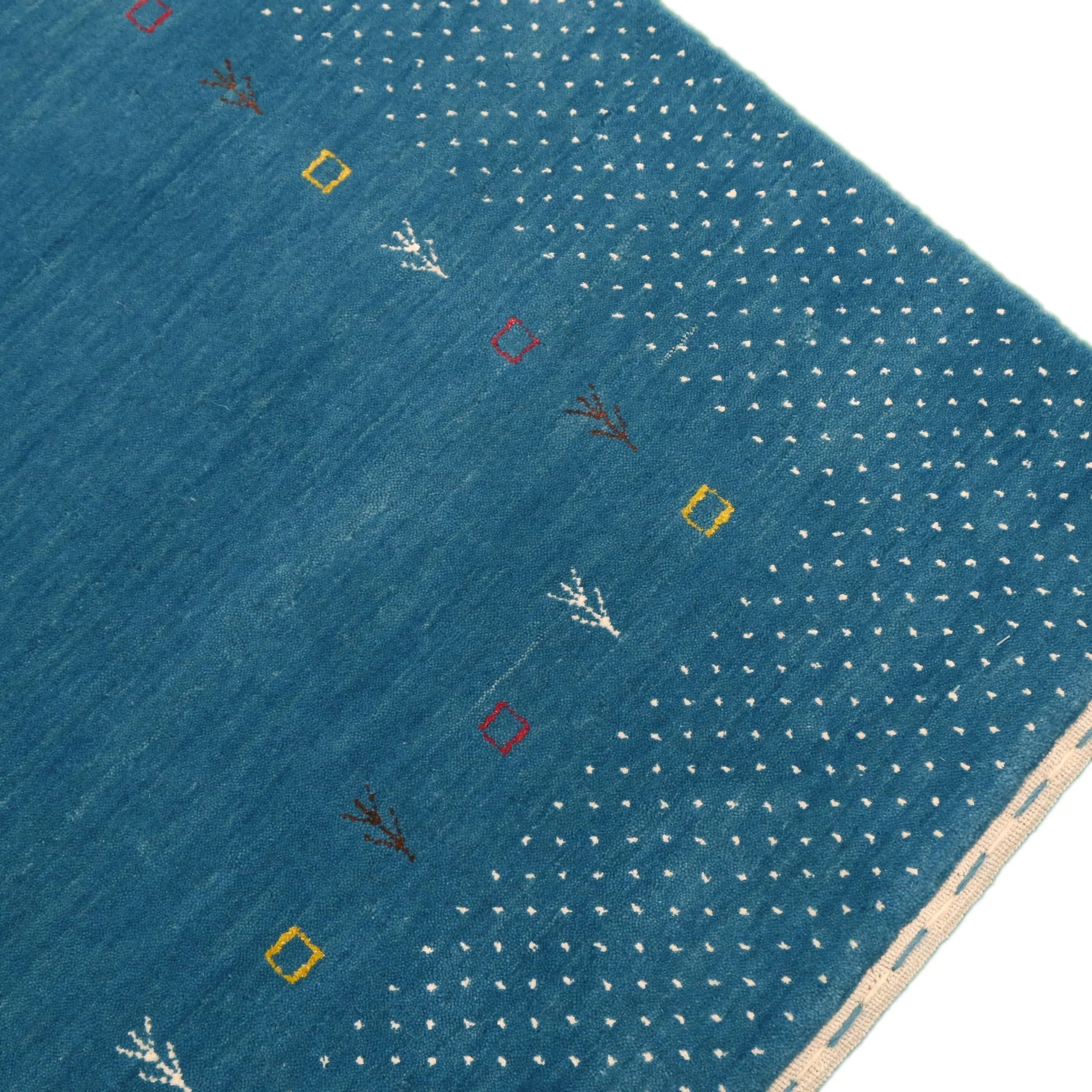 Light Blue Contemporary Gabbeh Border Design Hand Loomed Wool Area Rug - Image 10