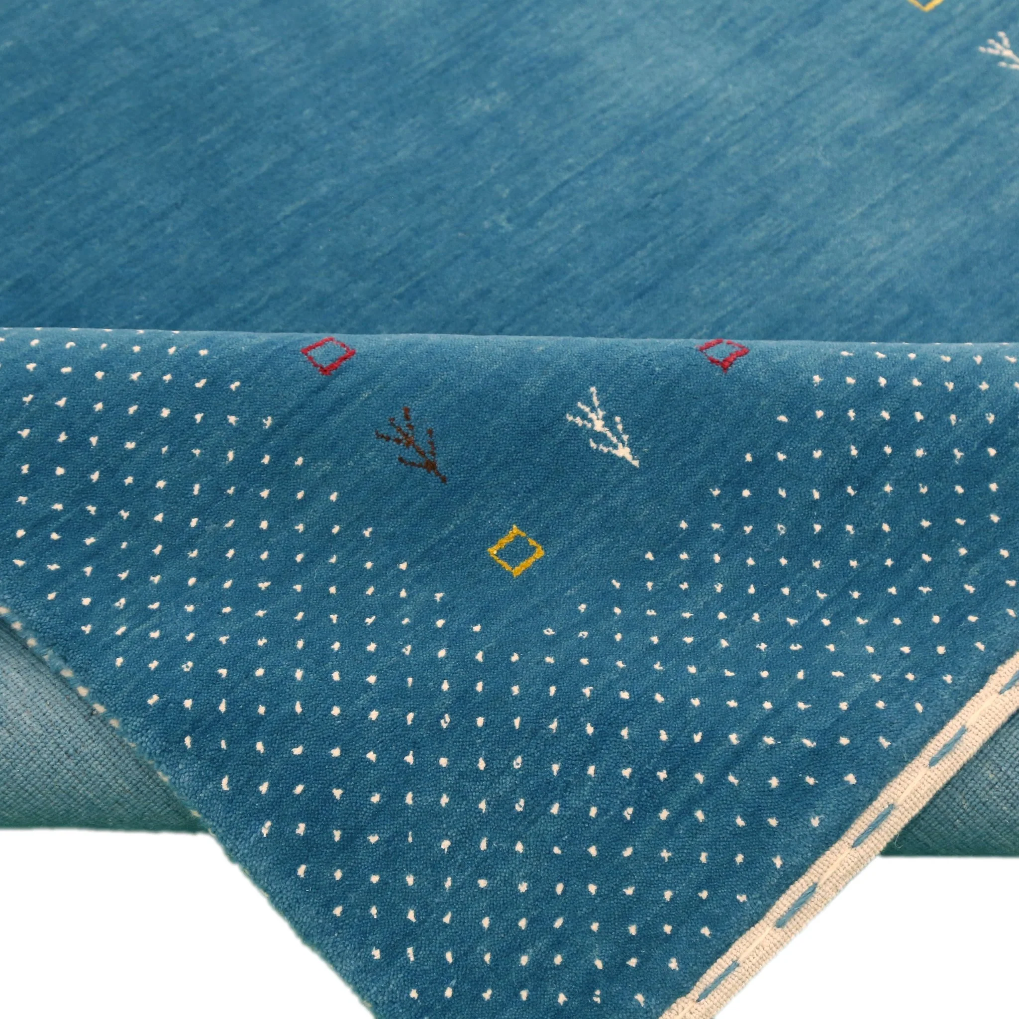 Light Blue Contemporary Gabbeh Border Design Hand Loomed Wool Area Rug - Image 13