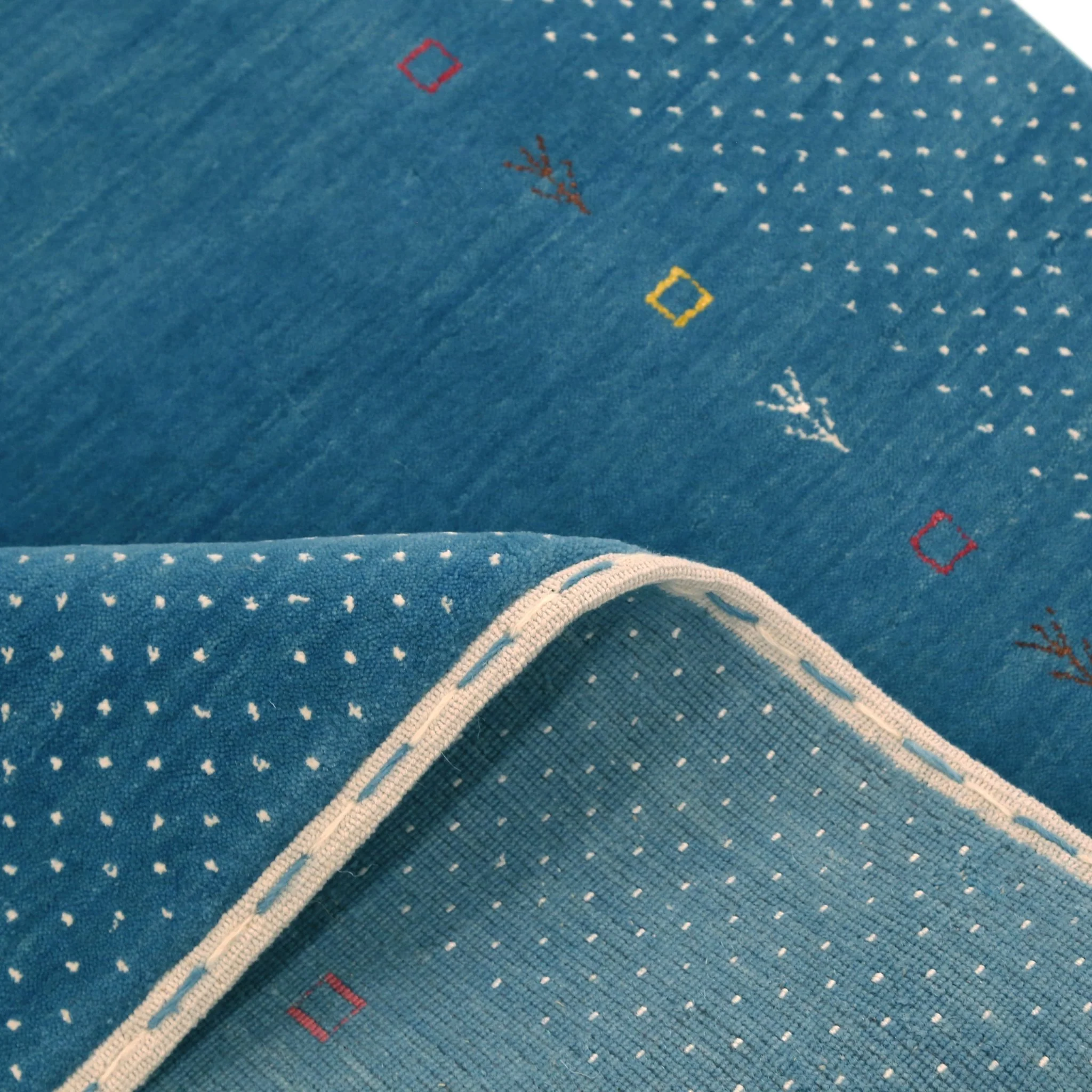 Light Blue Contemporary Gabbeh Border Design Hand Loomed Wool Area Rug - Image 3