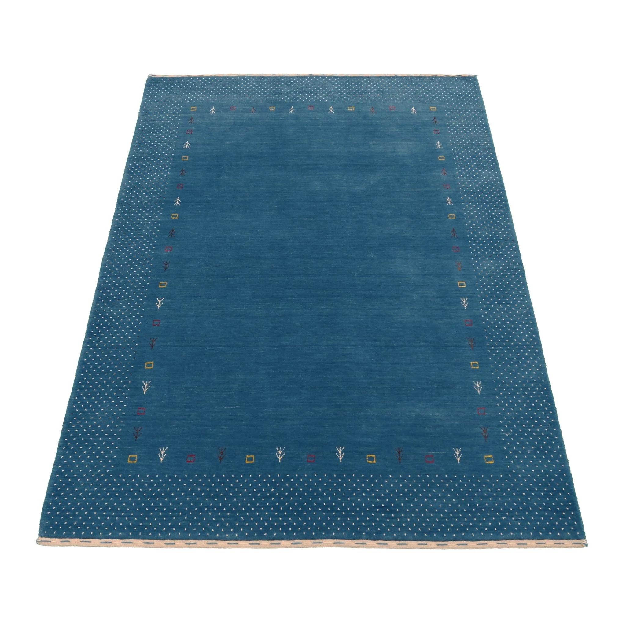 Light Blue Contemporary Gabbeh Border Design Hand Loomed Wool Area Rug - Image 4
