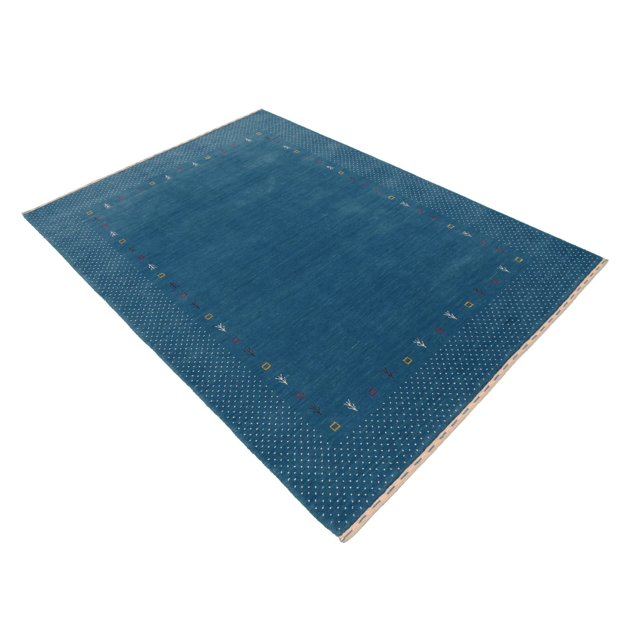 Light Blue Contemporary Gabbeh Border Design Hand Loomed Wool Area Rug - Image 5