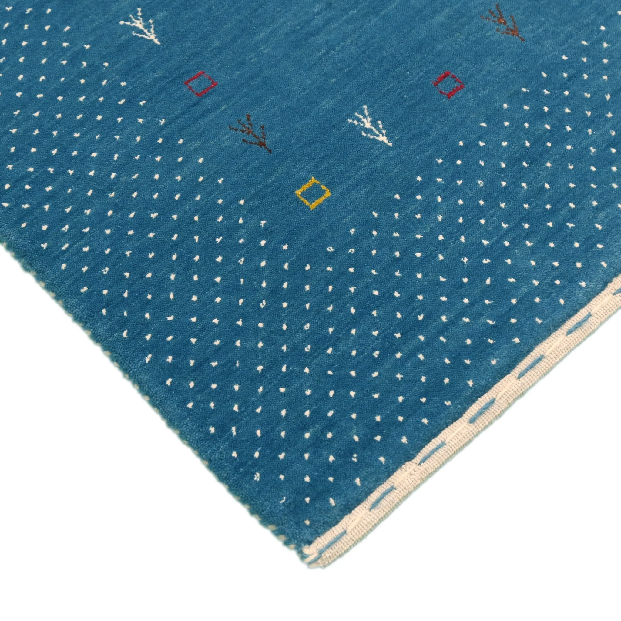Light Blue Contemporary Gabbeh Border Design Hand Loomed Wool Area Rug - Image 6