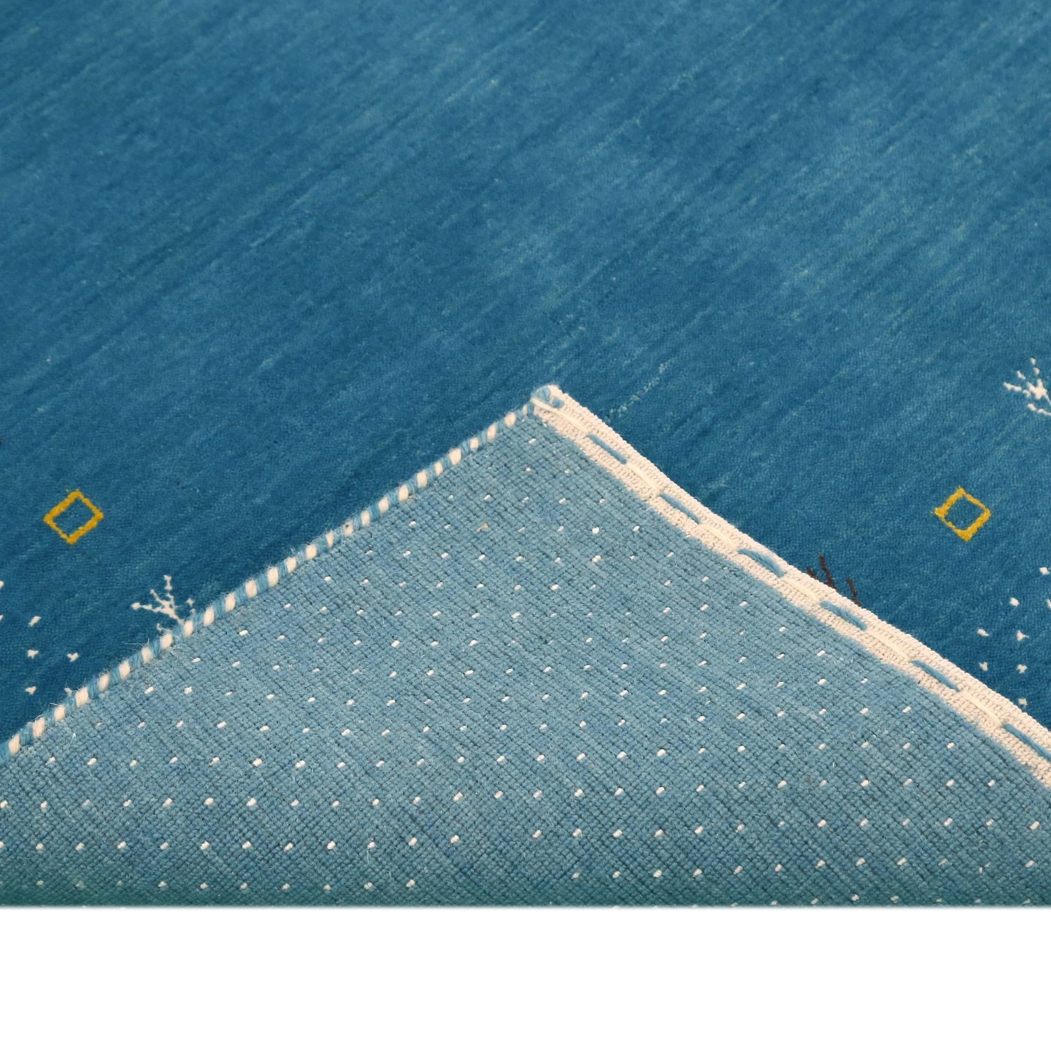 Light Blue Contemporary Gabbeh Border Design Hand Loomed Wool Area Rug - Image 7