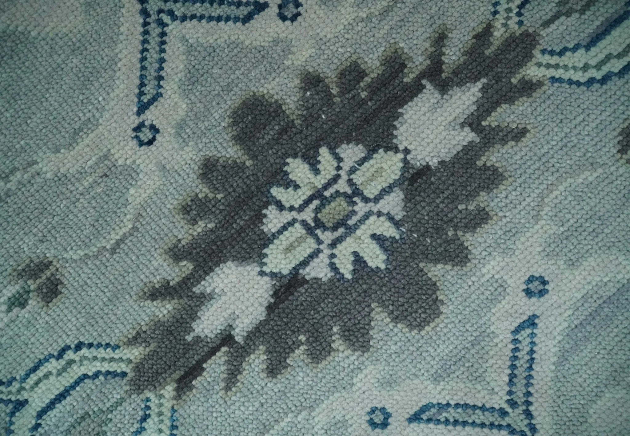 Light Blue Hand knotted Traditional Oushak Multi Size wool Area Rug - Image 4