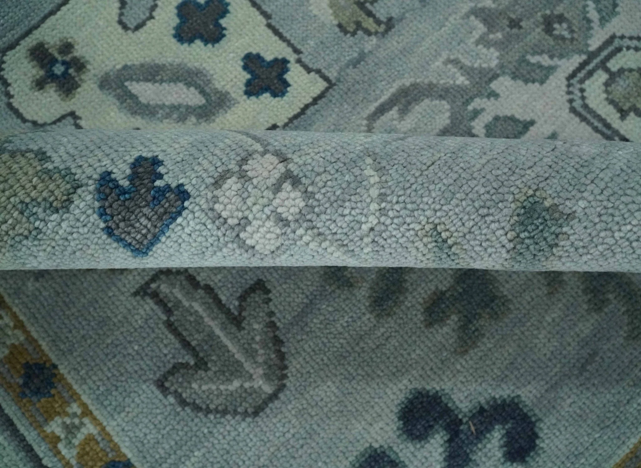 Light Blue Hand knotted Traditional Oushak Multi Size wool Area Rug - Image 6