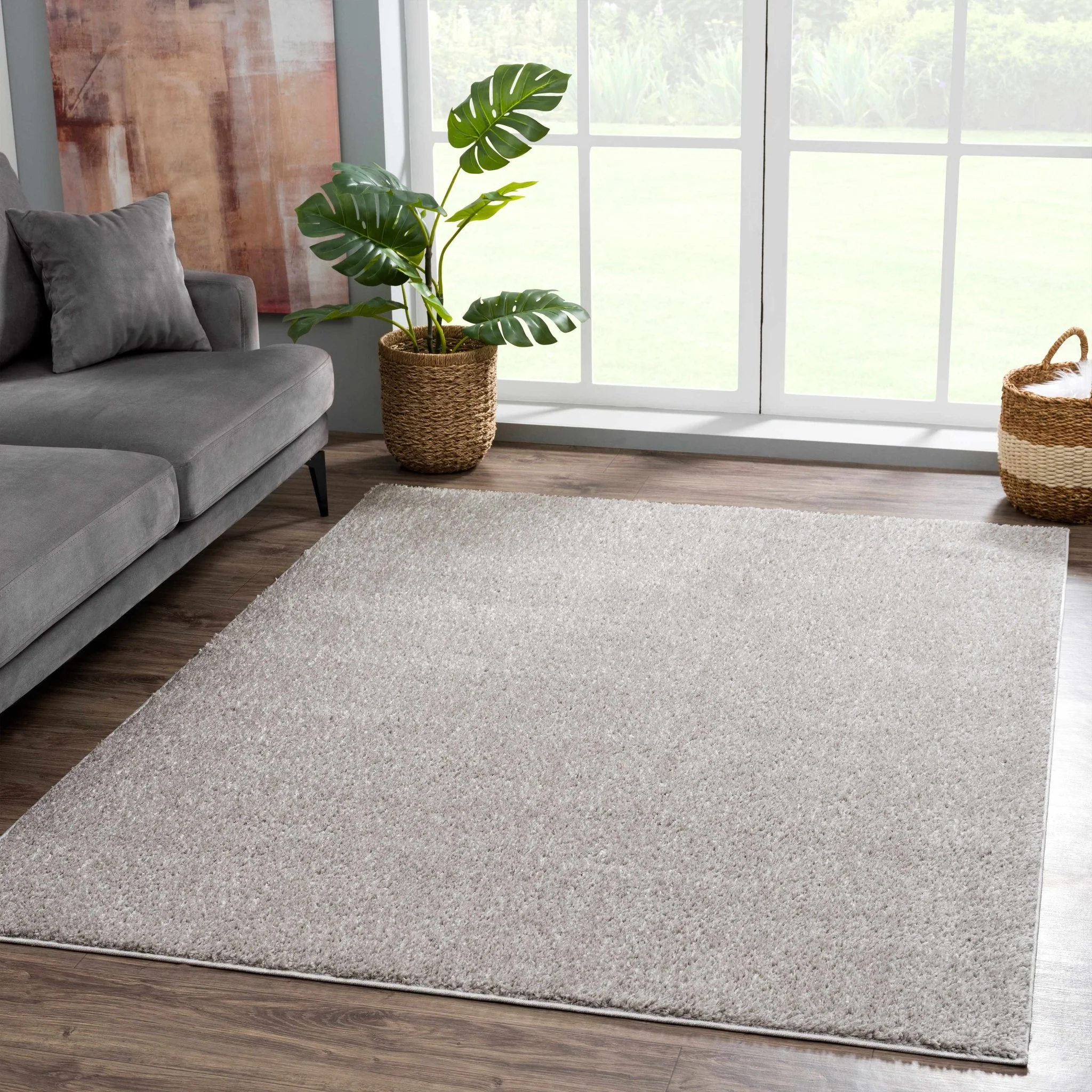 Modern Solid Plane light Gray Plush Pile Moroccan Style Multi size Washable Area Rug - Image 12