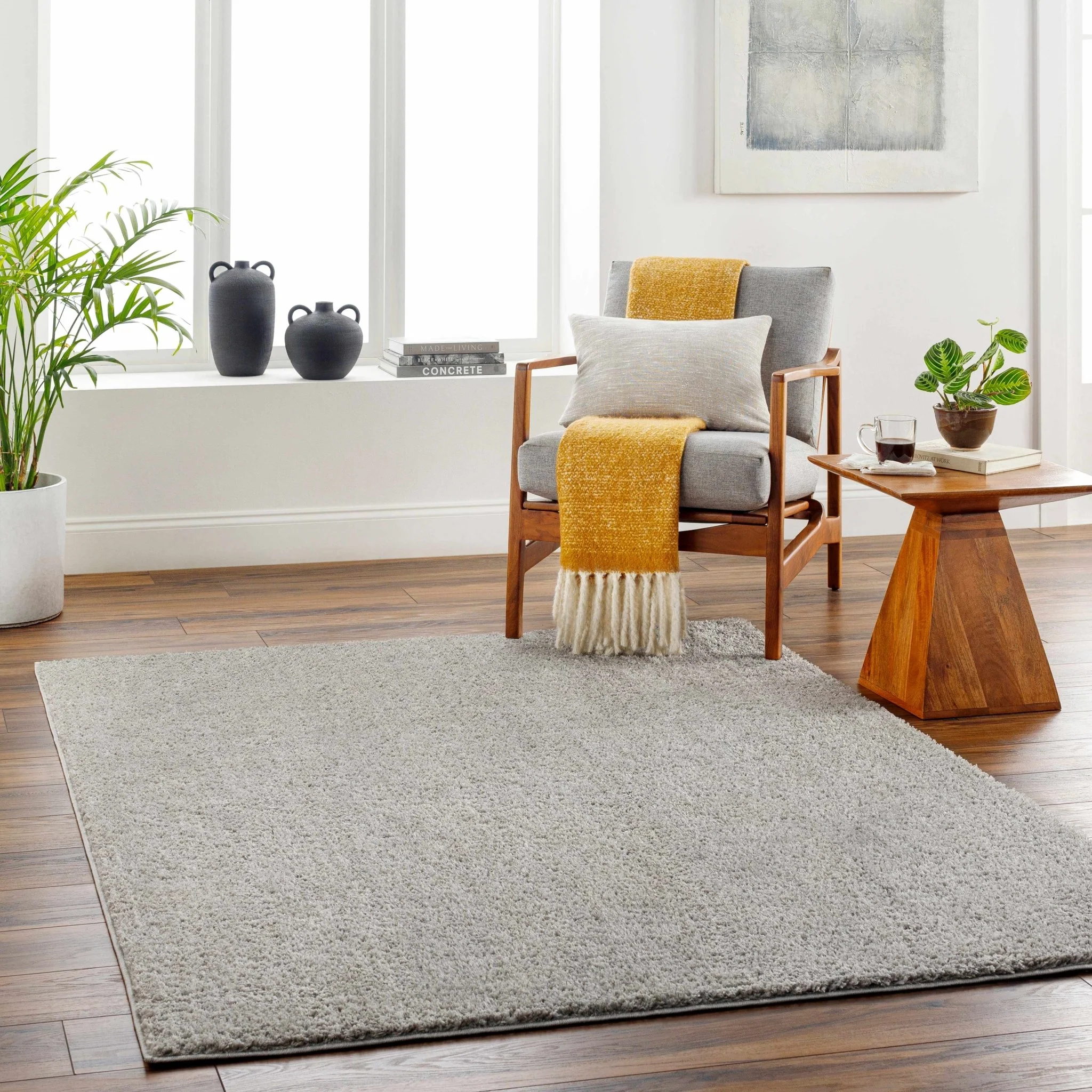 Modern Solid Plane light Gray Plush Pile Moroccan Style Multi size Washable Area Rug - Image 22